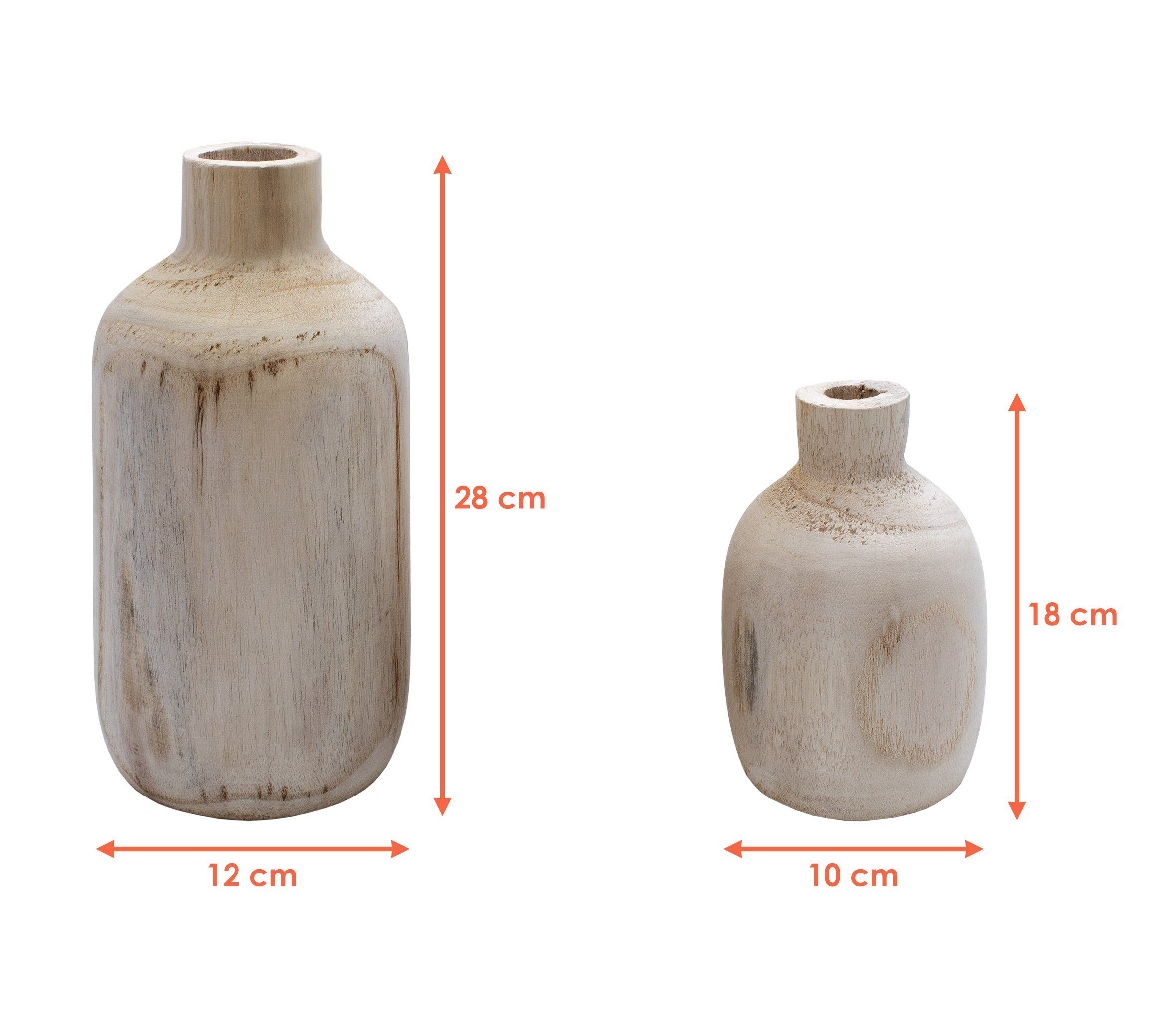 Spetebo Dekovase Holz Blumenvase 2er Set verschiedene Designs (Set, 1 St., günstig online kaufen