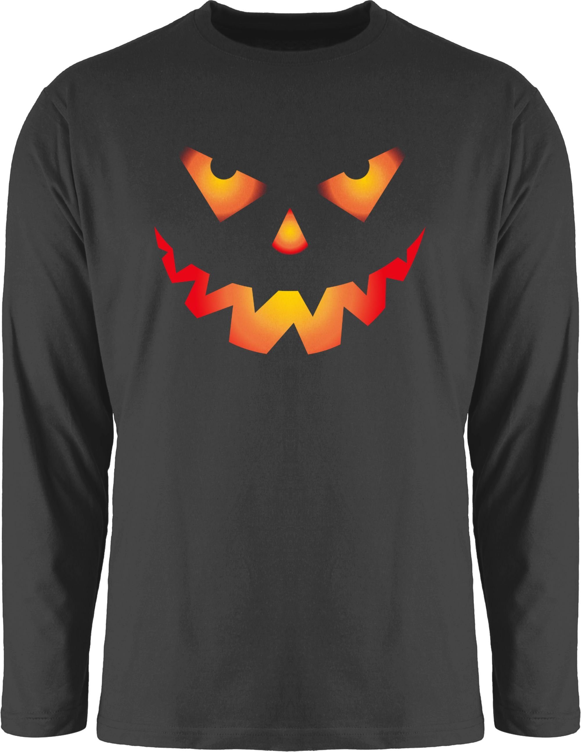 Shirtracer Rundhalsshirt Halloween Gruseliger Gesicht Böse Kostüme Halloween Kürbis Schwarz Gruselig Kürbisgesicht 1 Herren