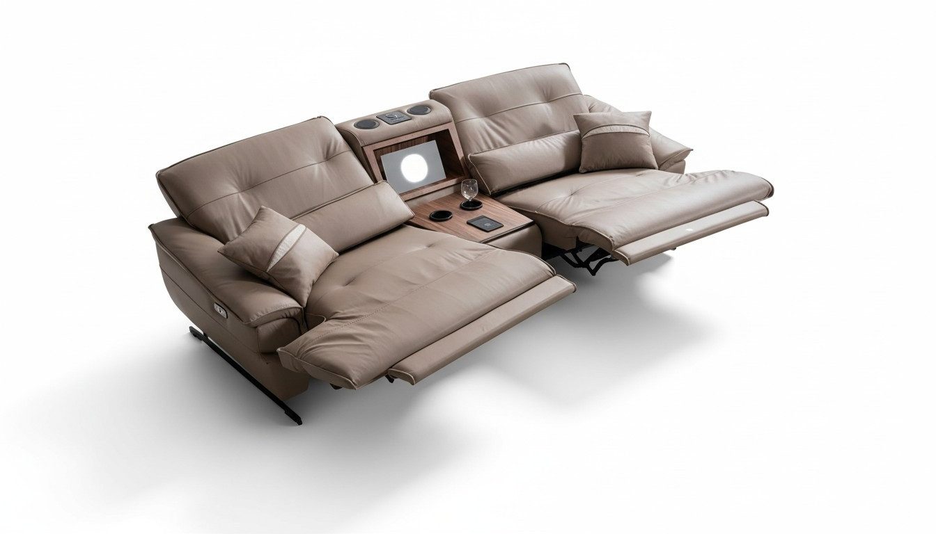 JVmoebel 2-Sitzer Relax Sofa mit Lautsprechern und LED-Beleuchtung aus Leder, Made in Europa