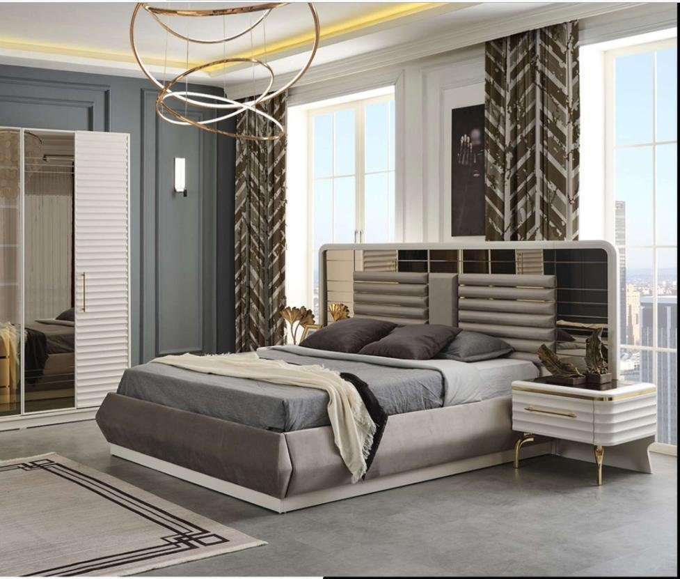 Schlafzimmer-Set Moderne Holz Schlafzimmermöbel mit Doppelbett und Nachttischen