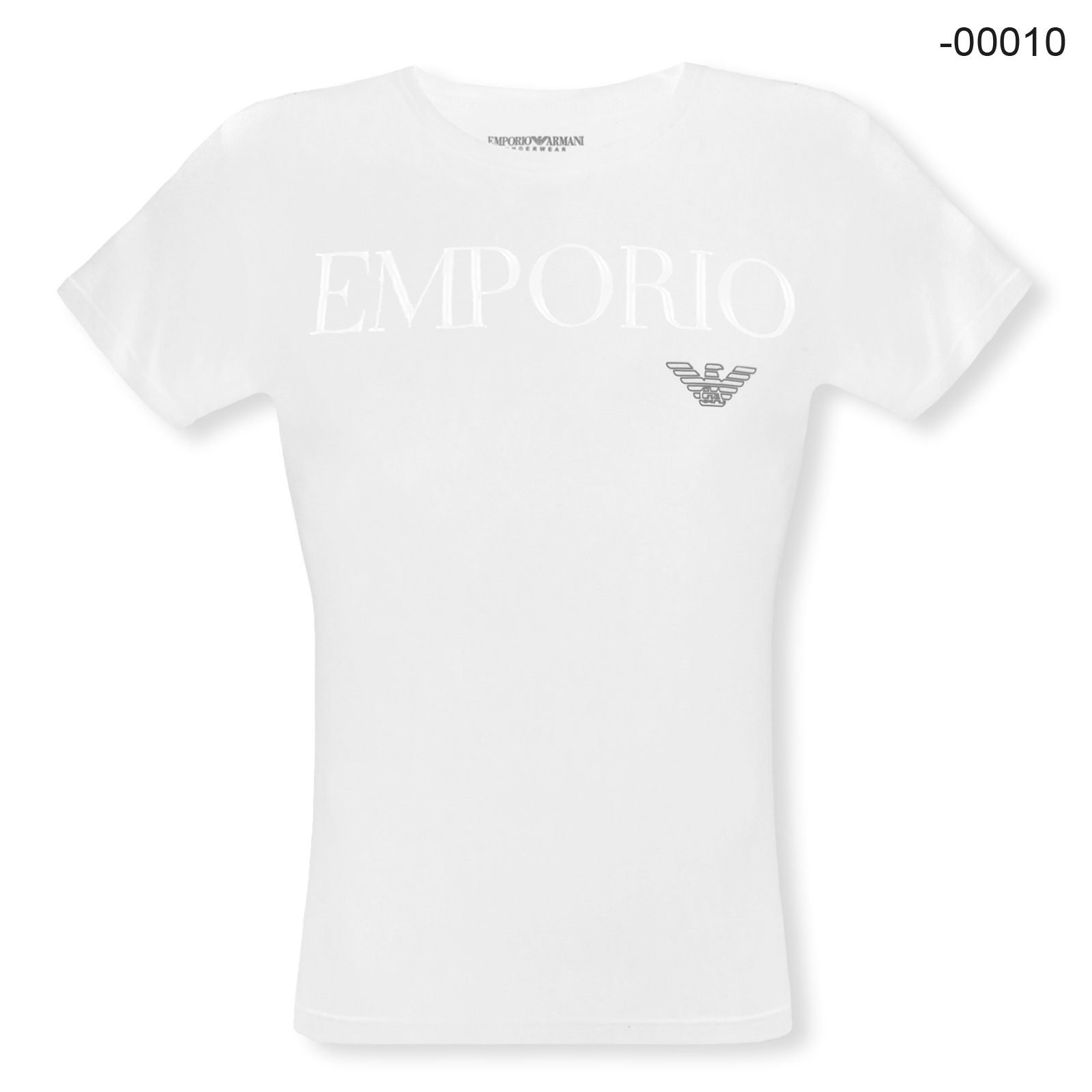 Emporio Armani T-Shirt C-Neck Stretch Cotton mit Markenschriftzug und Eagle-Logo auf der Brust 00010 white