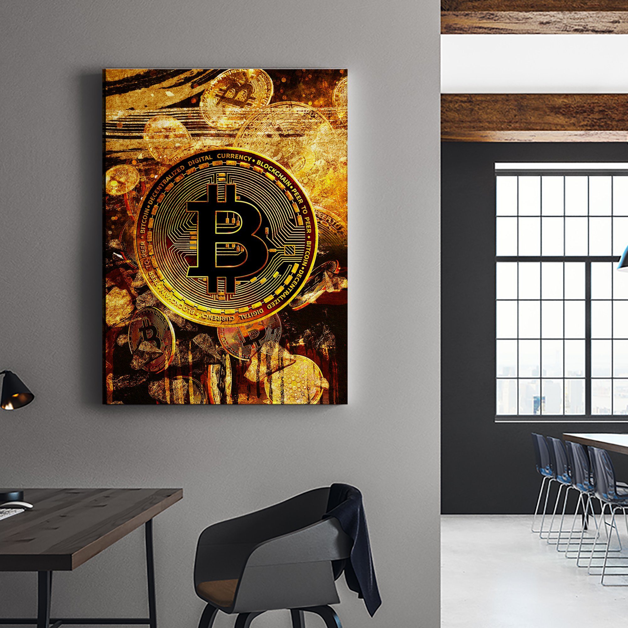 Leinwand Bitcoins Gold Bilder Wandbilder Hochwertiger Kunstdruck 