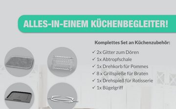 Linsar Heißluftfritteuse XXL - LED-Display - mit Zubehör - Rotisserie Airfryer -, 1700,00 W, Pommestrommel, Hähnchenspieß