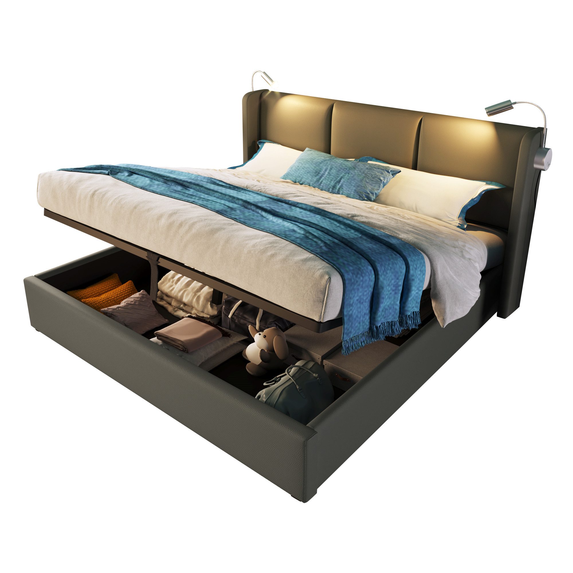 BlingBin Einzelbett Polsterbett (1-tlg., Doppelbett Stauraum günstig online kaufen