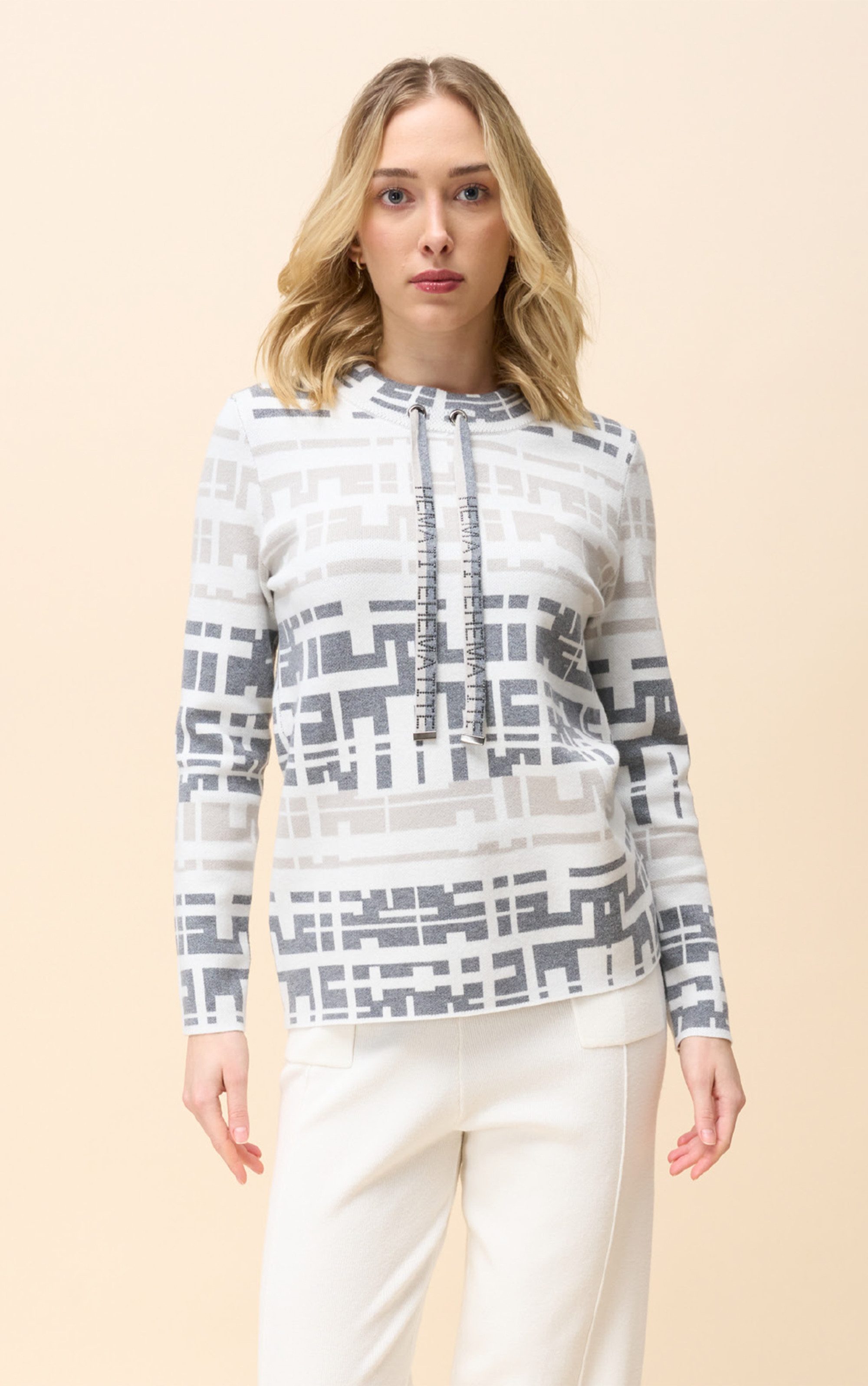 Passioni Strickpullover mit geometrischem Muster und Strass günstig online kaufen