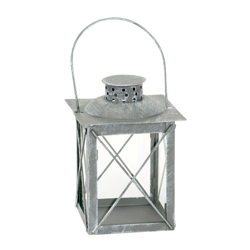 Posiwio Kerzenlaterne Kleine Laterne WINSTON grau weiß gewischt Metalllater günstig online kaufen