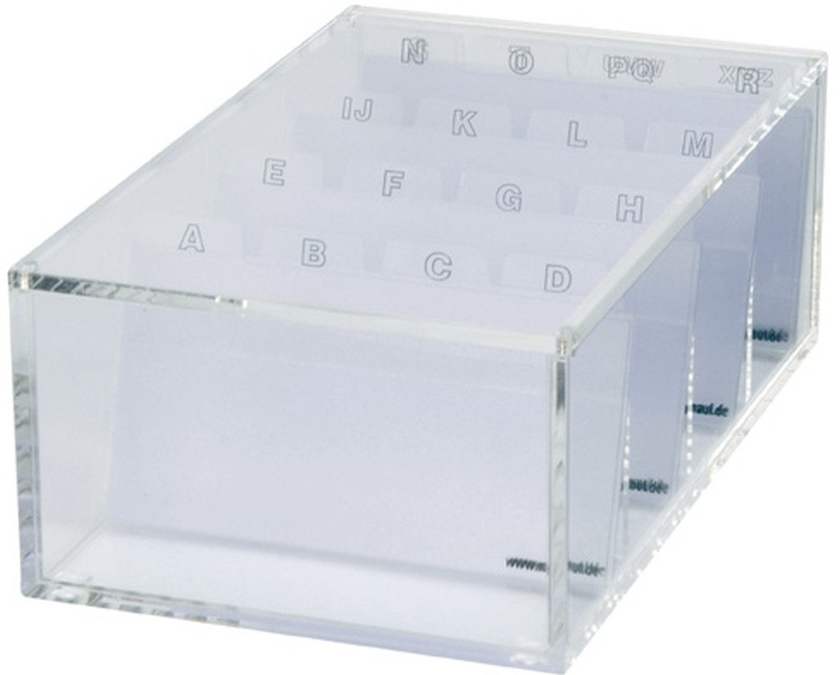 MAUL Visitenkartenhülle Visitenkartenbox Acryl glasklar mit A-Z Register