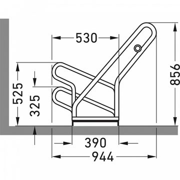 Dreifke Fahrradständer Fahrrad Anlehnparker 2502 XBF, zur Freiaufstellung, 2 Räder einseiti, für 2 Fahrräder