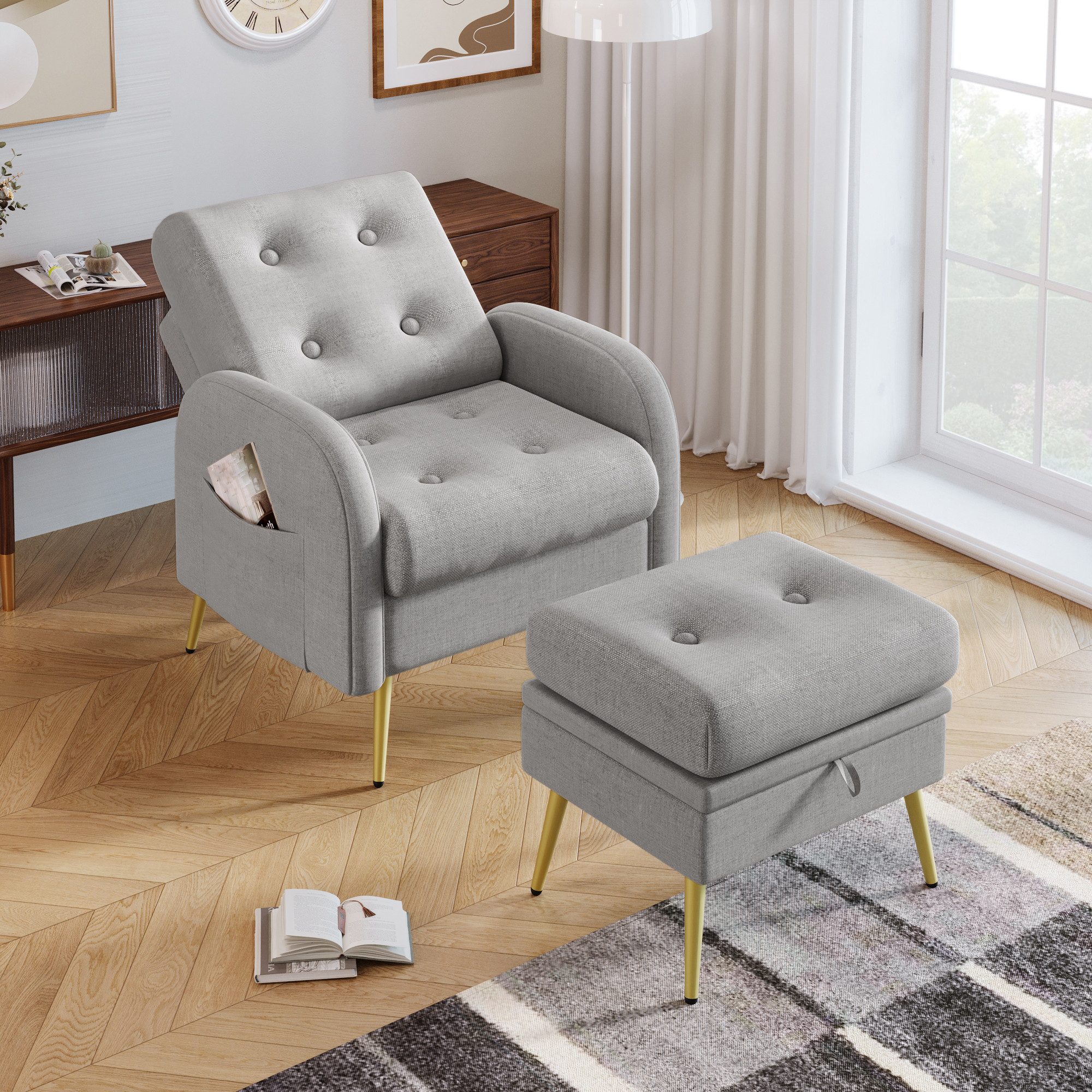 Merax Sessel Einzelsessel Loungesessel mit Fußstütz günstig online kaufen