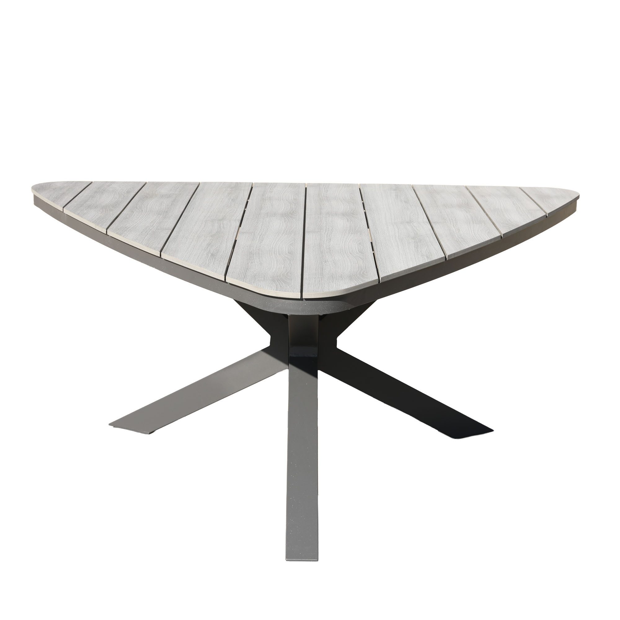 Gardissimo Gartentisch Armati dunkel Triangel 170 cm Esstisch dreieckig (höhenverstellbare Füße, 1 Tisch), wetterfest, pflegeleicht, Aluminium, Nonwoodplatte