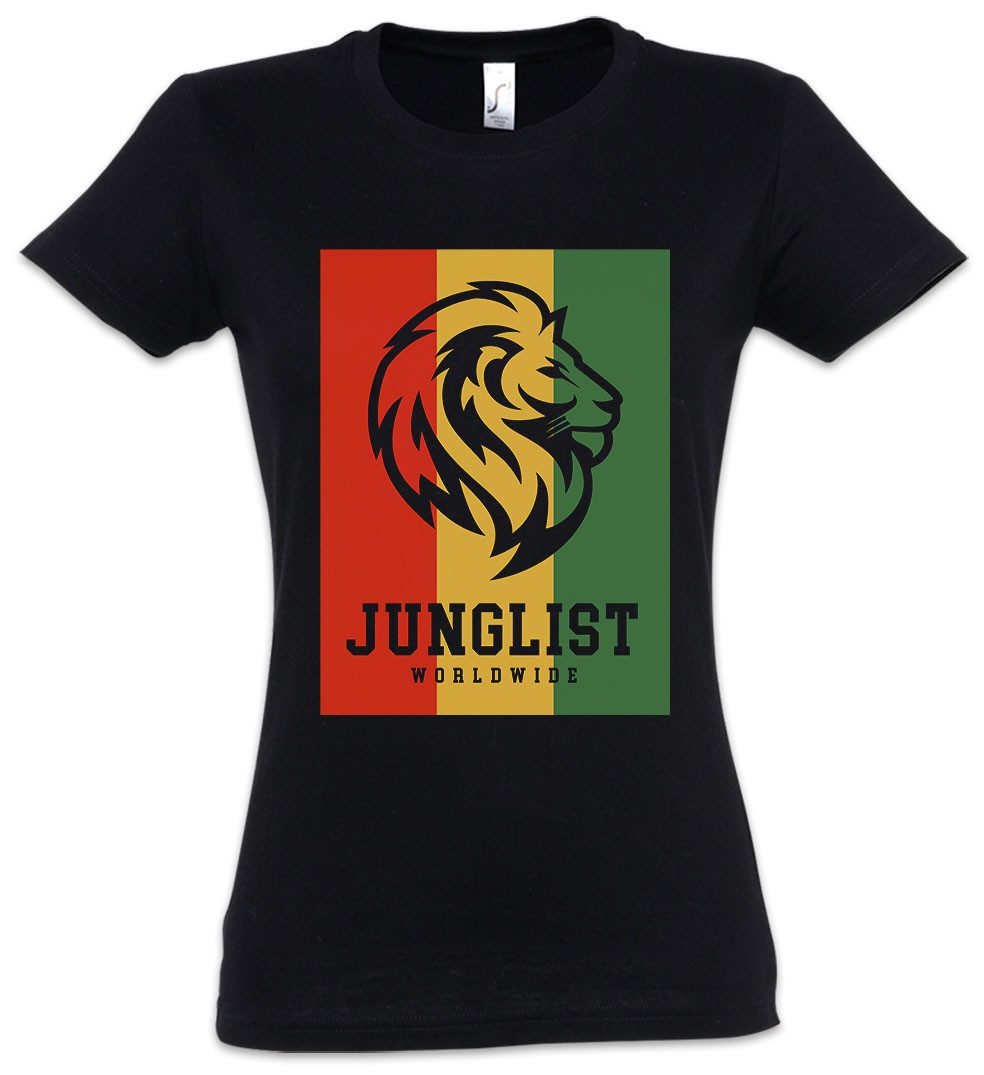 Urban Backwoods Print-Shirt Junglist Worldwide Damen T-Shirtfari Jah Irie Zion Reggae (1-tlg) Babylon Haile Selassie Jamaica