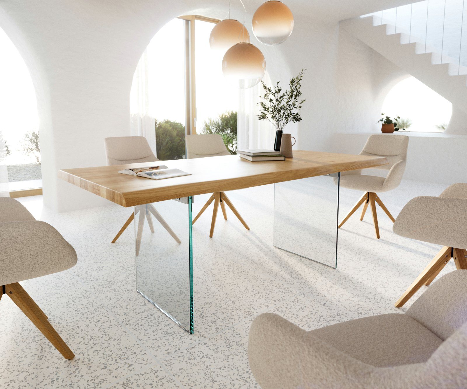 DELIFE Esstisch Edge, Eiche Natur 200x100 günstig online kaufen