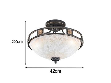 meineWunschleuchte LED Deckenleuchte, LED wechselbar, Warmweiß, groß-e nostalgische Landhaus-stil Deckenschalen Treppenhaus Glas Ø42cm