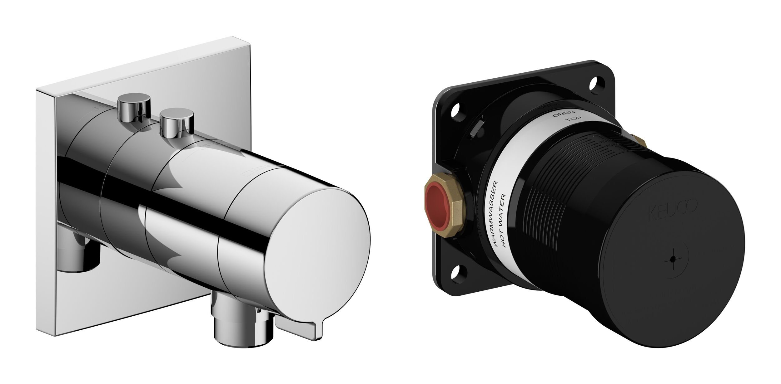 Keuco Badarmatur IXMO_solo Thermostatarmatur inkl. UP-Funktionseinheit eckig - Verchromt
