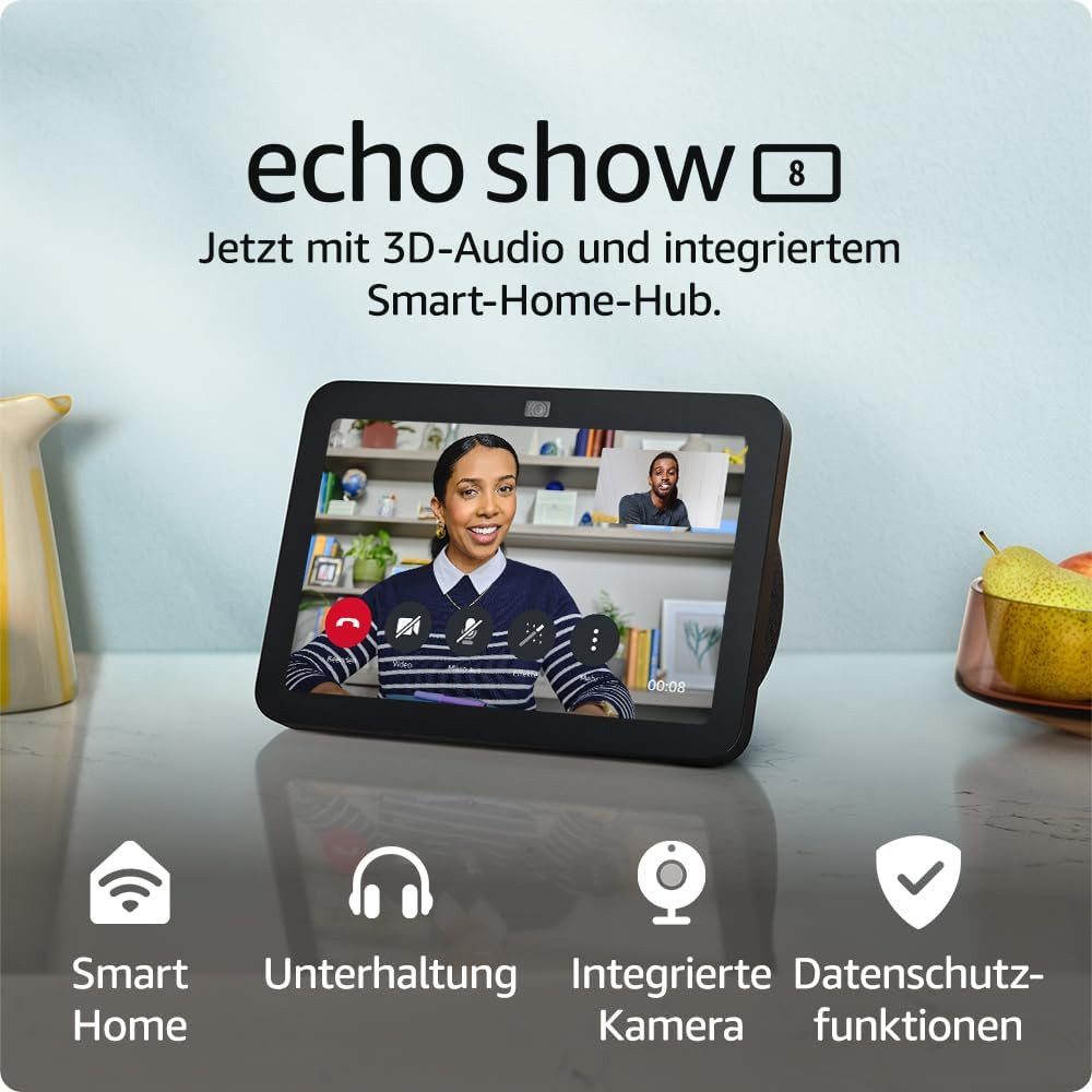 Amazon Echo Show 8 (3. Generation), Smarter HD-Touchscreen 3D-Audio Lautsprecher (WLAN, 30 W, Smart-Home-Hub und Alexa)