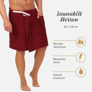 CLASS HOME COLLECTION Saunatuch Herren Frottee Saunakilt Saunatuch Klettverschluss Sarong 50 x 136 cm, 100% Baumwolle (1-St), mit Klettverschluss