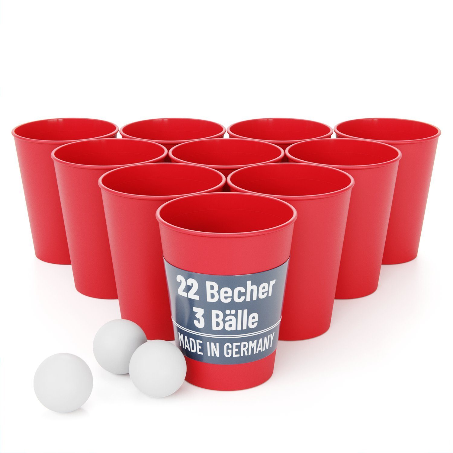 SoPro Mehrwegbecher 22er Mehrweg Bierpong Becher Set spühlmaschinenfest inkl. 3 Bälle