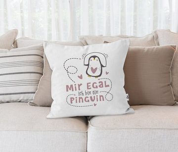 SpecialMe Dekokissen Kissen-Bezug Spruch Mir egal ich bin ein Pinguin Herzen Tiermotiv lustig kleines Geschenk Geschenkideen SpecialMe®