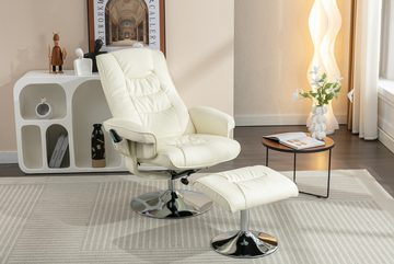 OKWISH Massagesessel Massagestühle mit Hocker (mit 5-Punkte-Massagegerät;für Wohnzimmer Schlafzimmer), 5 Vibrationspunkte Massagegerät, 79x79x106cm