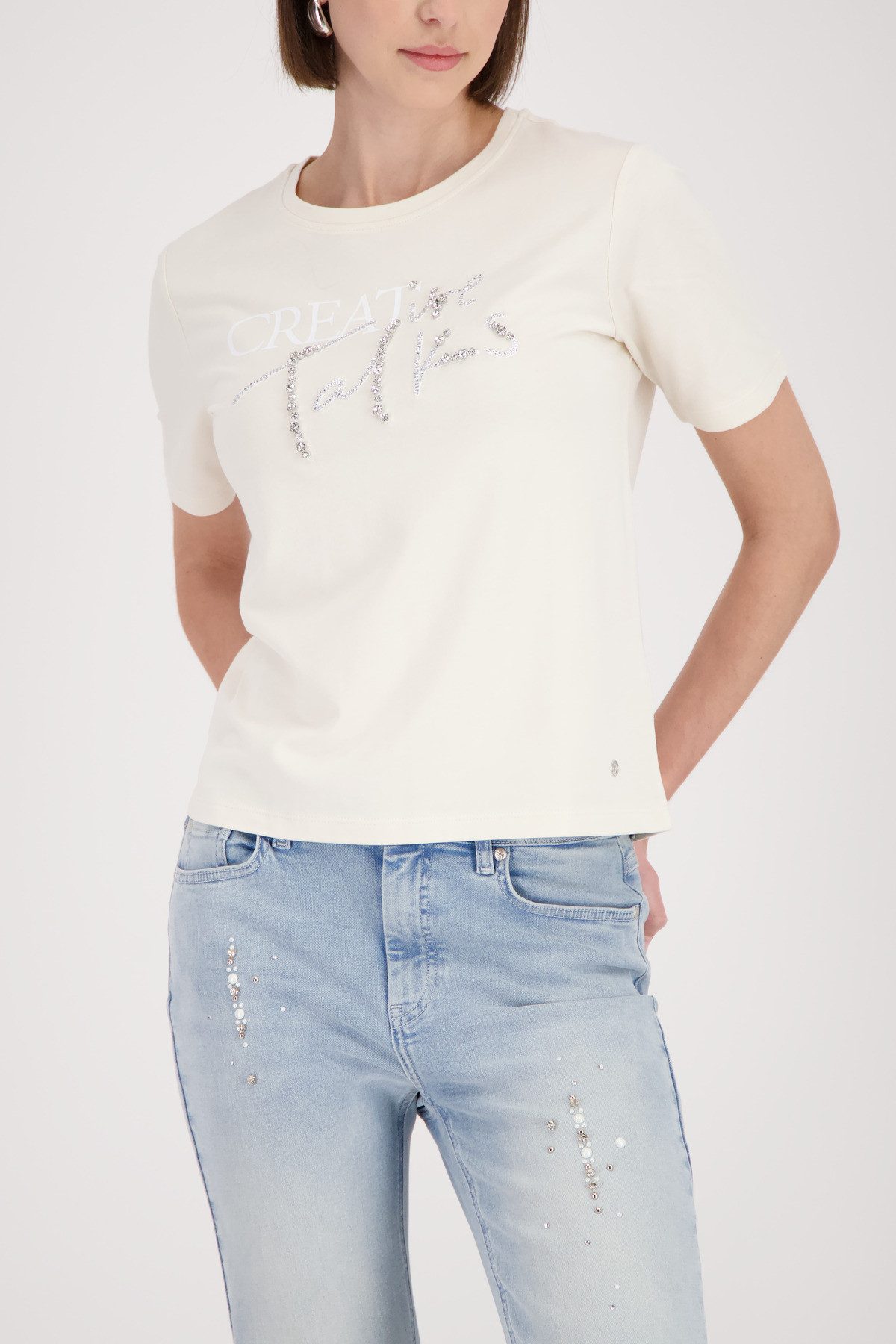 Monari Rundhalsshirt mit Glitzersteinchen