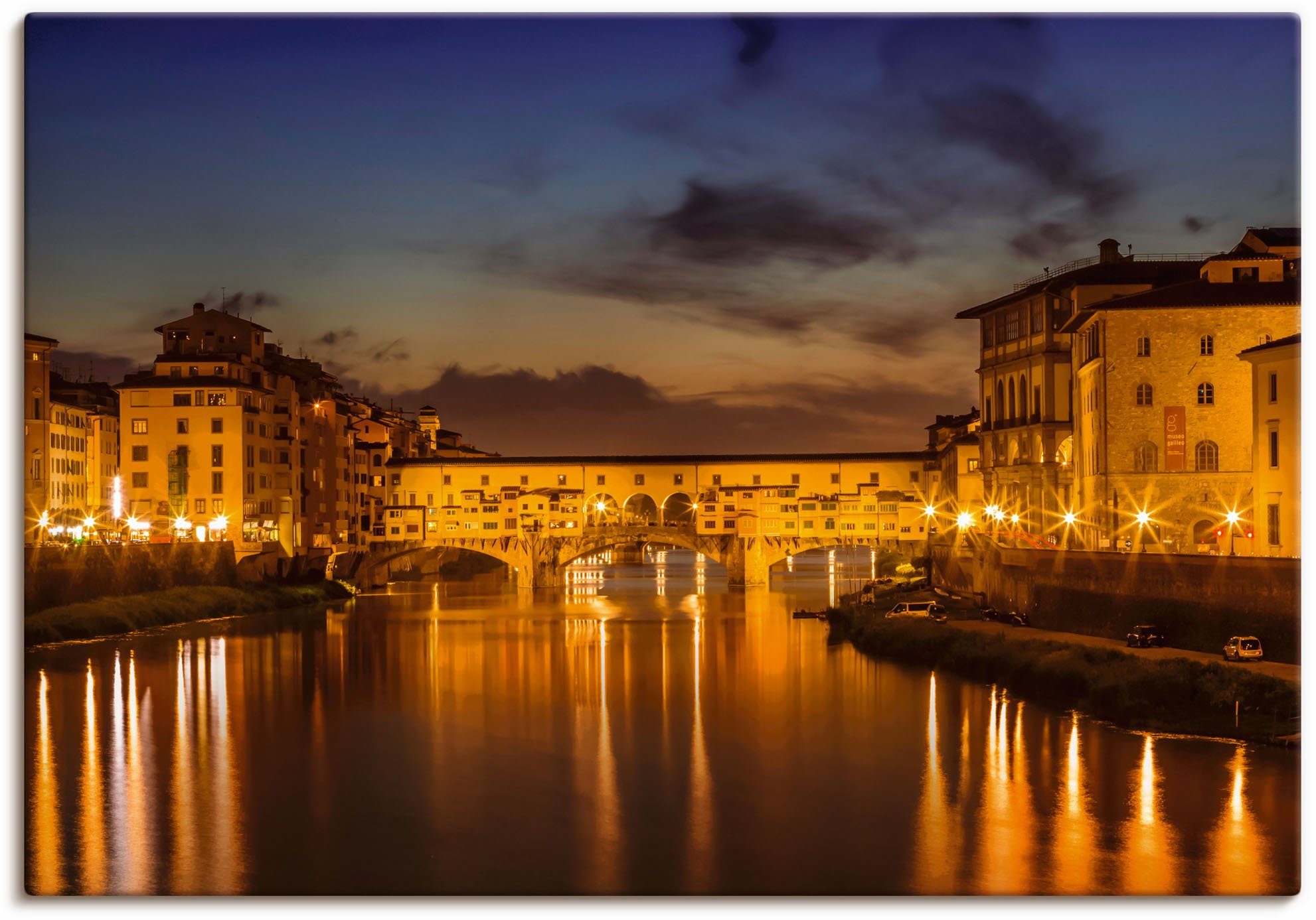 Artland Wandbild FLORENZ Ponte Vecchio Größen Wandaufkleber Abend, Poster Leinwandbild, als in Alubild, Florenz (1 St), am oder versch