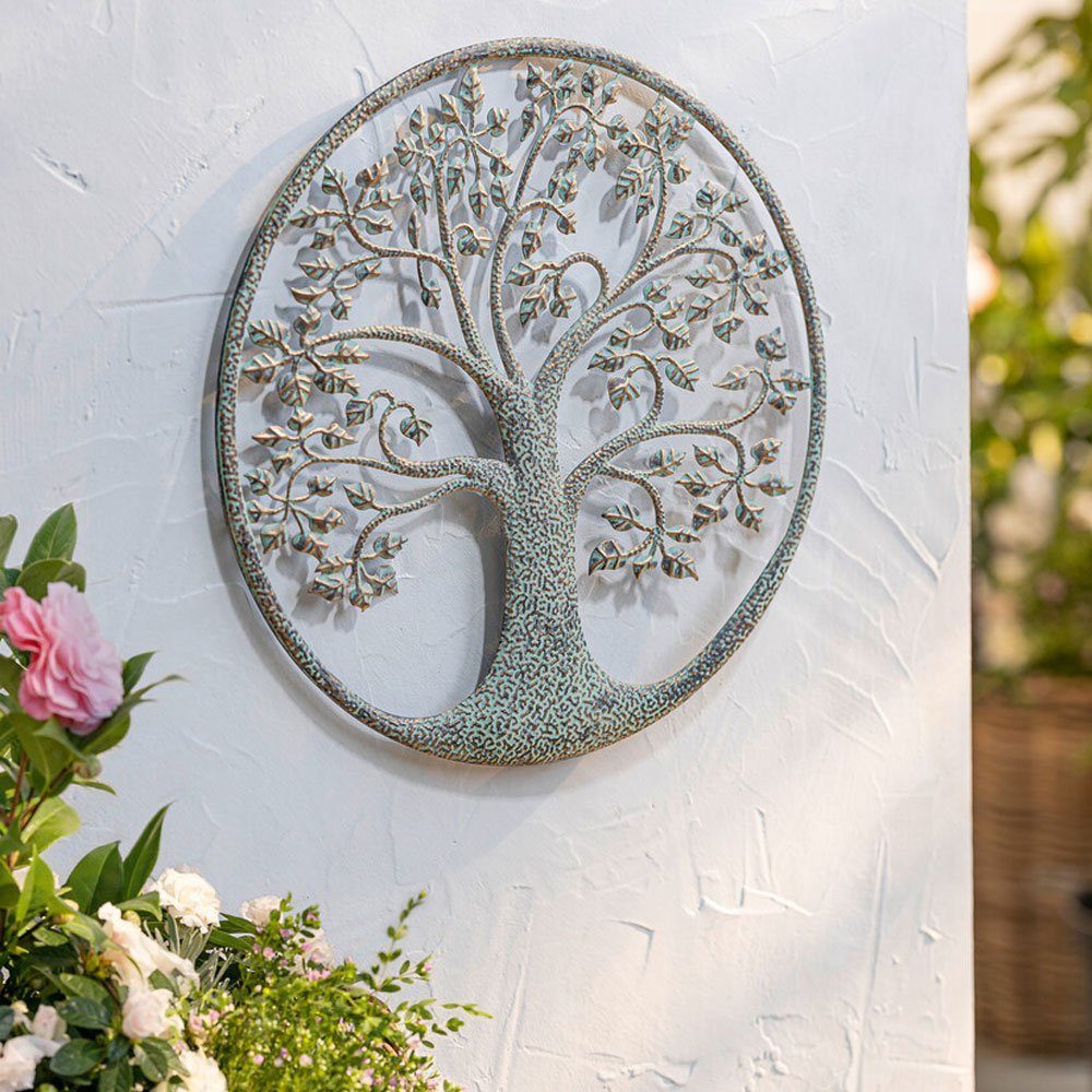 Home-trends24.de Metallbild Metallbild Lebensbaum Baum Wandbild Garten Terrasse Bild Wanddeko, Baum