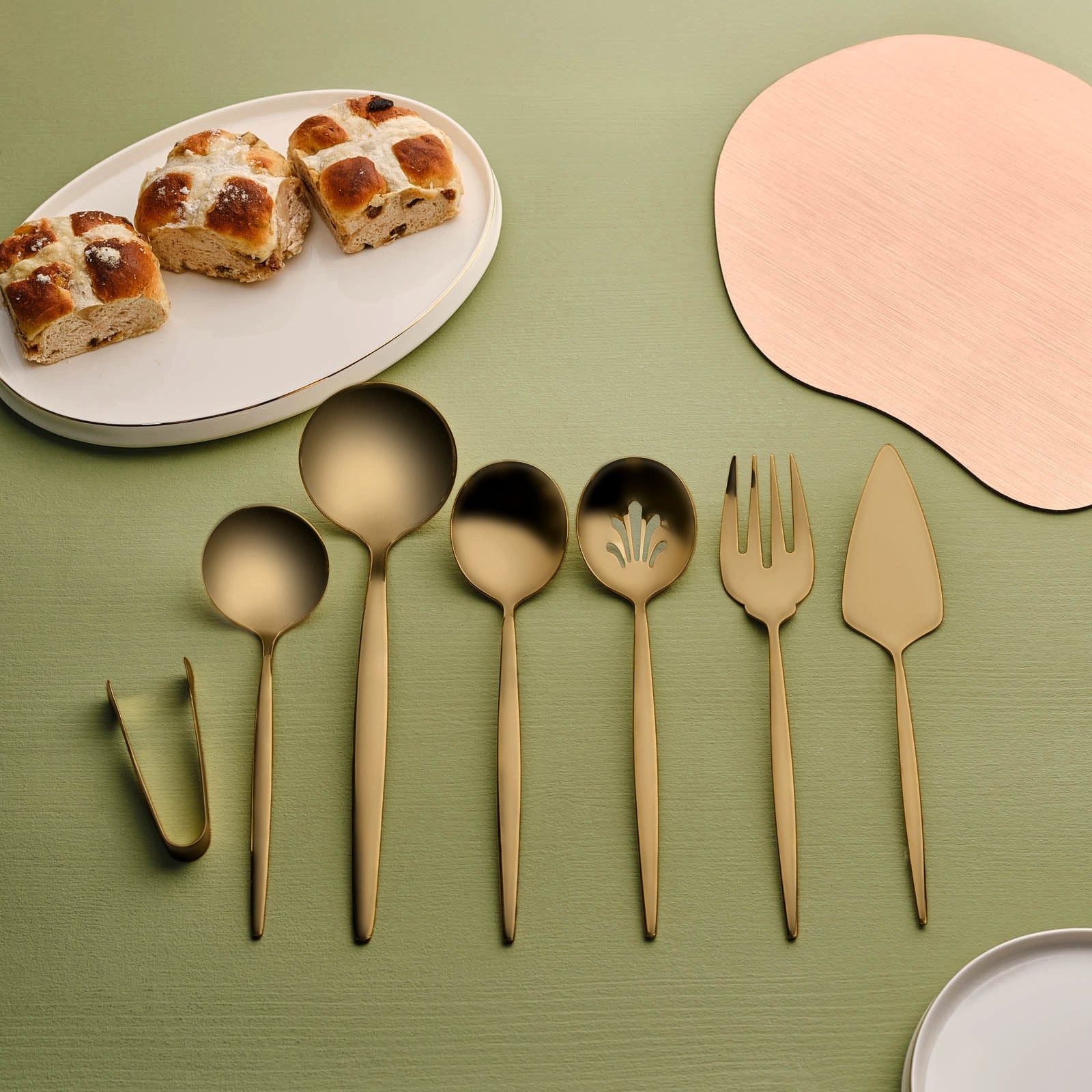 Karaca Besteck-Set Karaca Orion Matte Gold 7-Teiliges Servierset