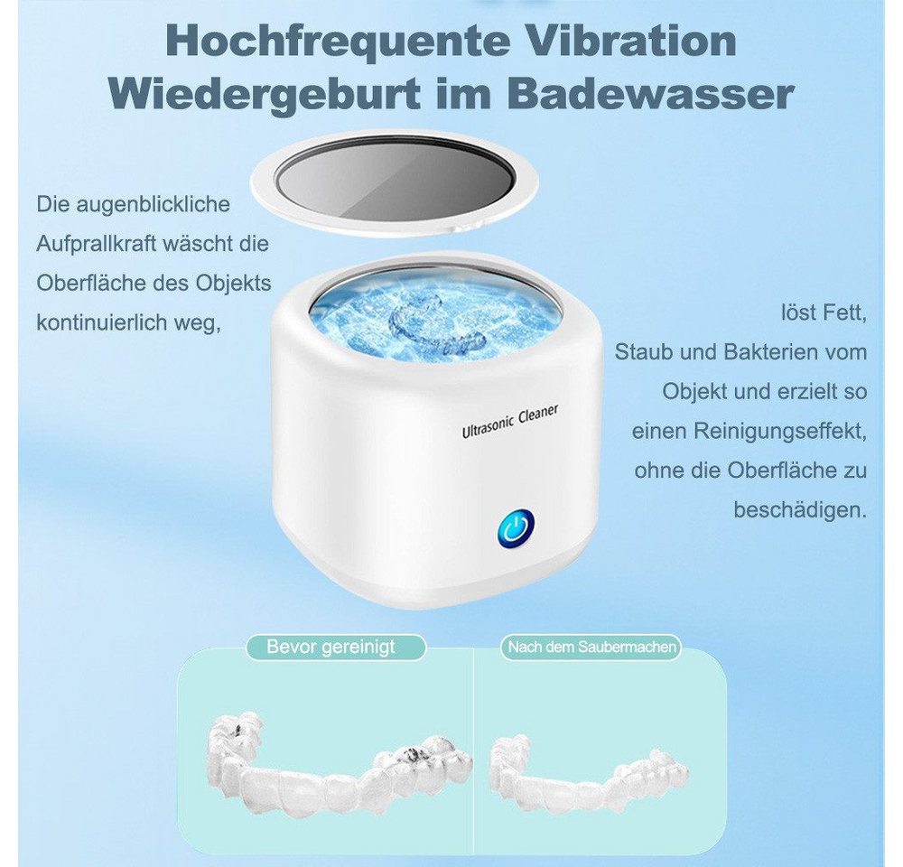 Thumbnail - RWEUOQ Ultraschallreiniger Ultraschallreinigungsgerät Schmuckreiniger-Ultraschallmaschine 180 ML, Ultraschallgerät, 43 k...