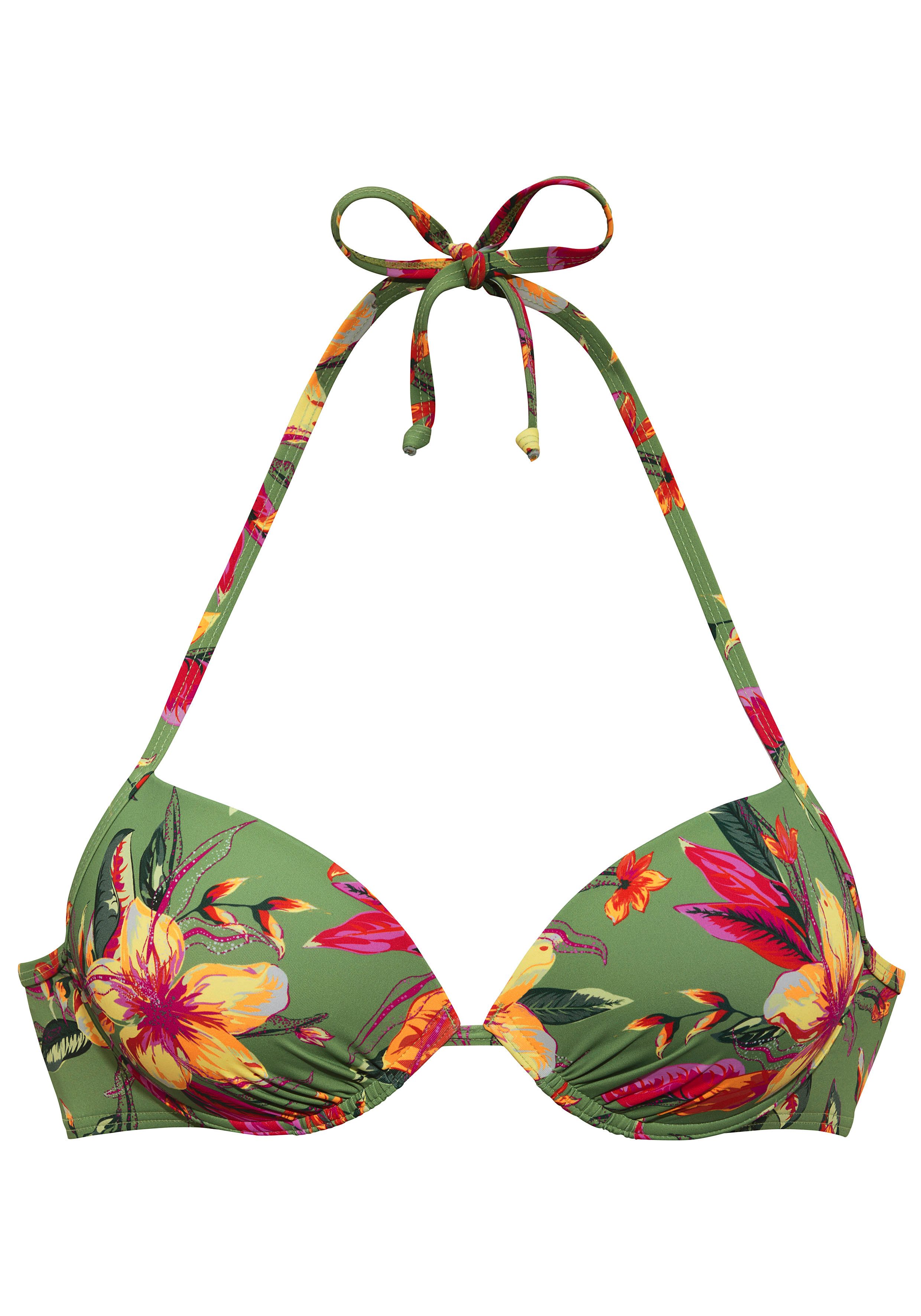 LASCANA Push-Up-Bikini-Top Malia, mit tropischem Print günstig online kaufen