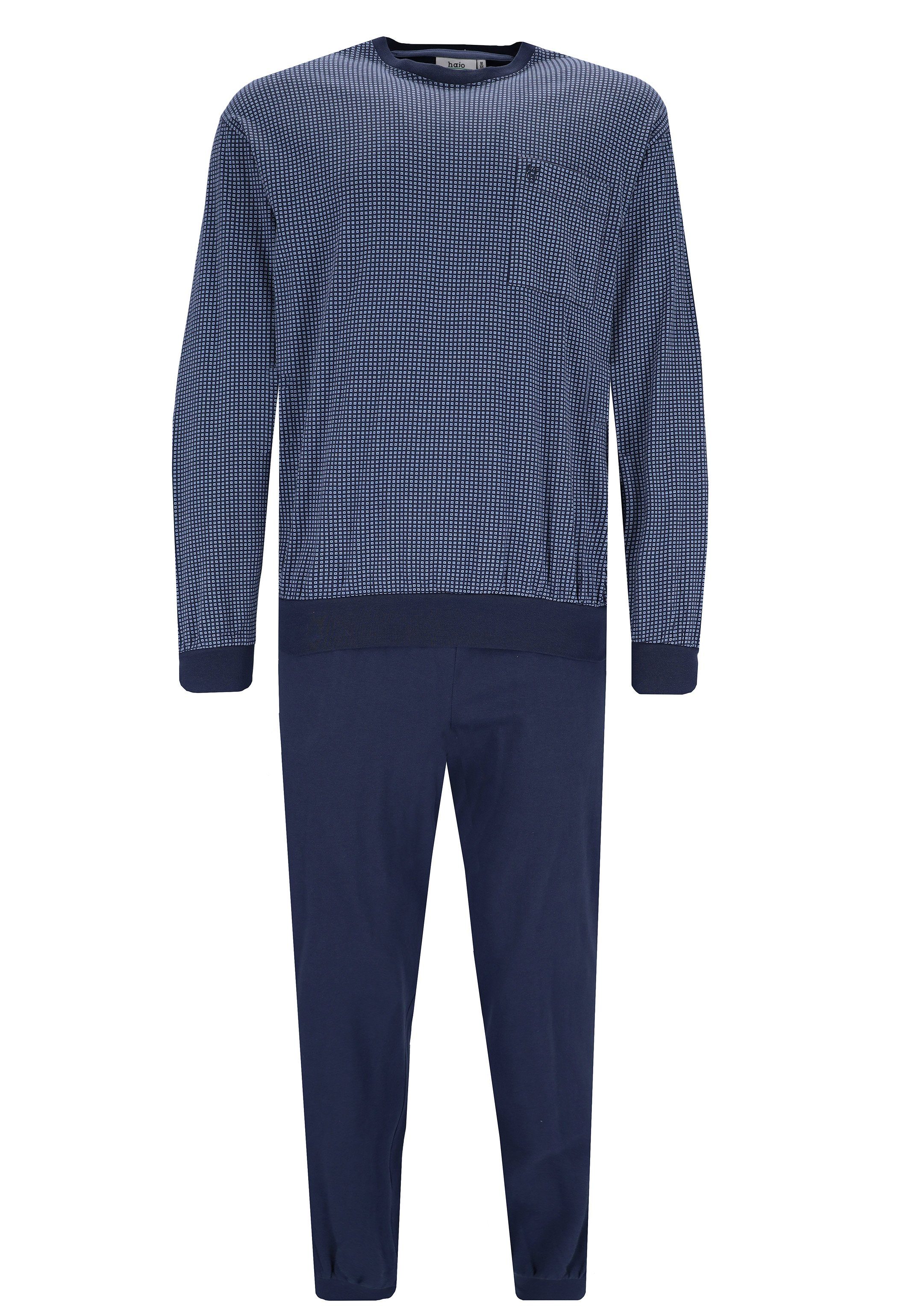 - Baumwolle (Set, mit 2 Brusttasche Premium Lange Cotton tlg) Hose und Langarm-Shirt Hajo Pyjama Schlafanzug -
