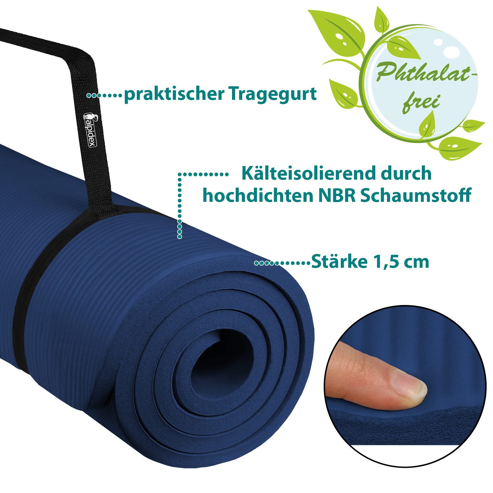 ALPIDEX Yogamatte ALPIDEX Yogamatte Extra Dick 1,5 cm
