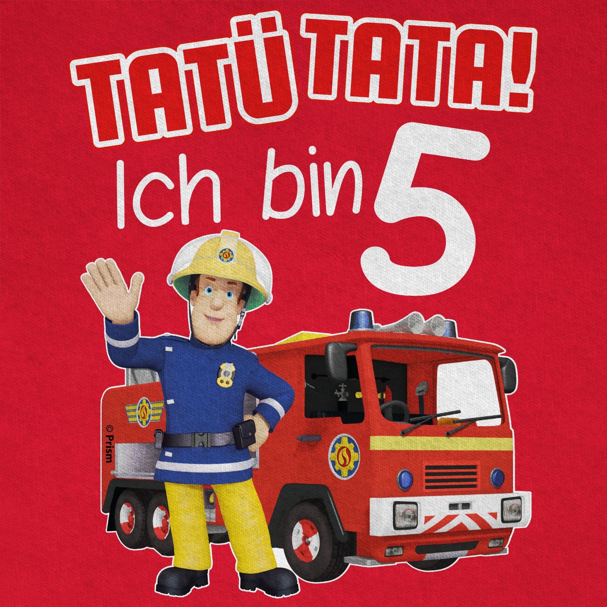 Ich Feuerwehrmann bin Tata! Sam 5 Shirtracer 01 Jungen T-Shirt - rot Tatü Rot