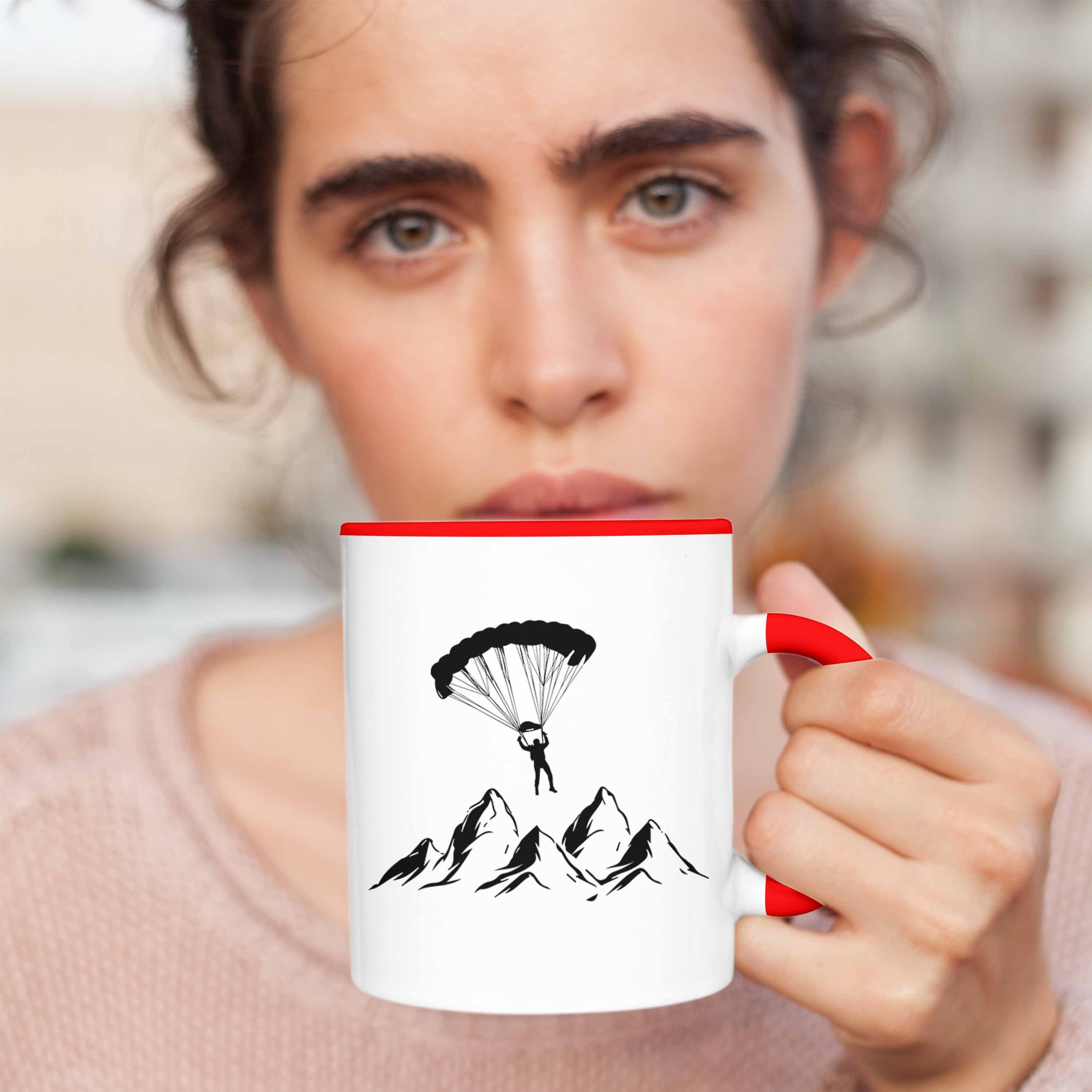 Geschenk Tasse Gleitschirmfliegen Trendation G Rot Tasse Paragliding Paragleiten Luftsport