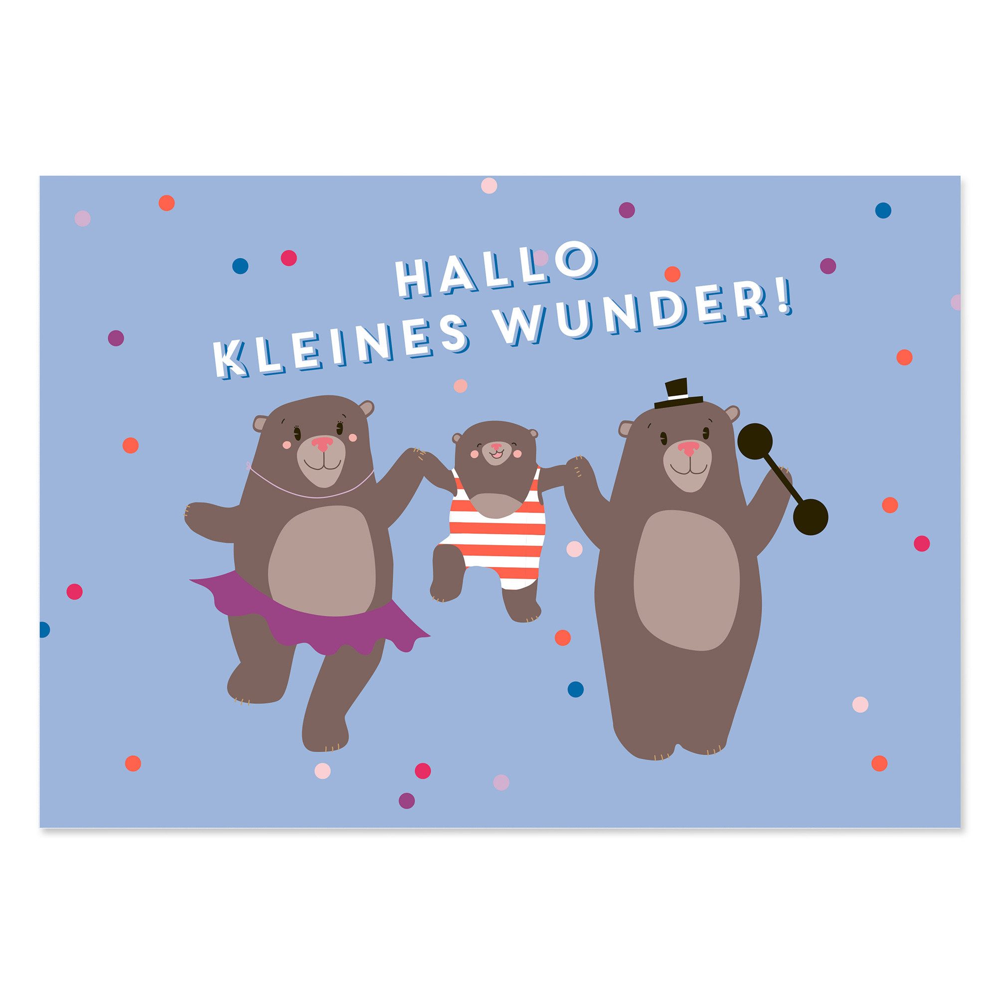 Bow & Hummingbird Geburt (Junge) Karte zur Geburt „Hallo kleines Wunder“ Baby Karte Junge mit Bären, aus 100% Recyclingpapier