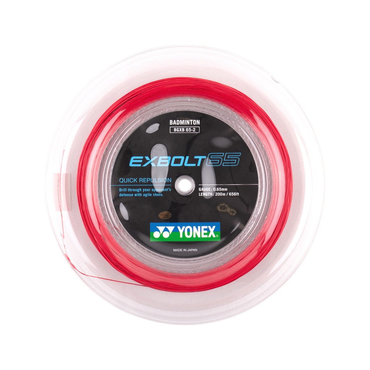 Yonex Badmintonsaite Exbolt 65 (Kontrolle) rot 200m Rolle, Saitendicke: 0.65