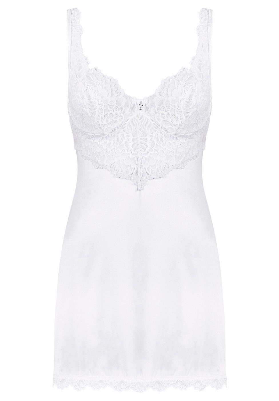 Obsessive Negligé Babydoll und String mit Spitze - weiß (2-tlg) transparent