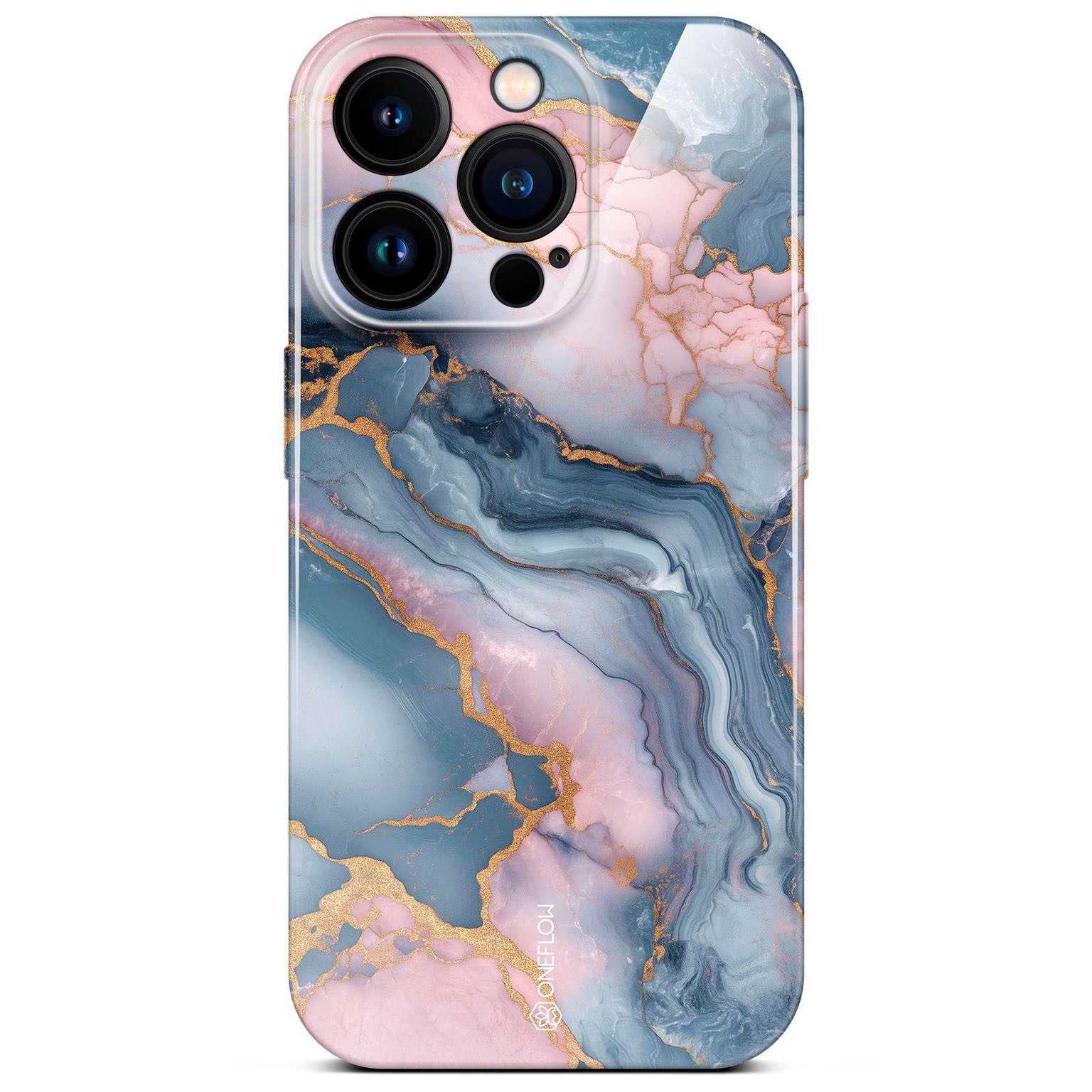 ONEFLOW Handyhülle für iPhone 15 Pro Hülle Marmor Bliss Cover Rosa Grau 6,1 Zoll, Handy Schutz Backcover Handytasche Case Schutzhülle mit Kameraschutz