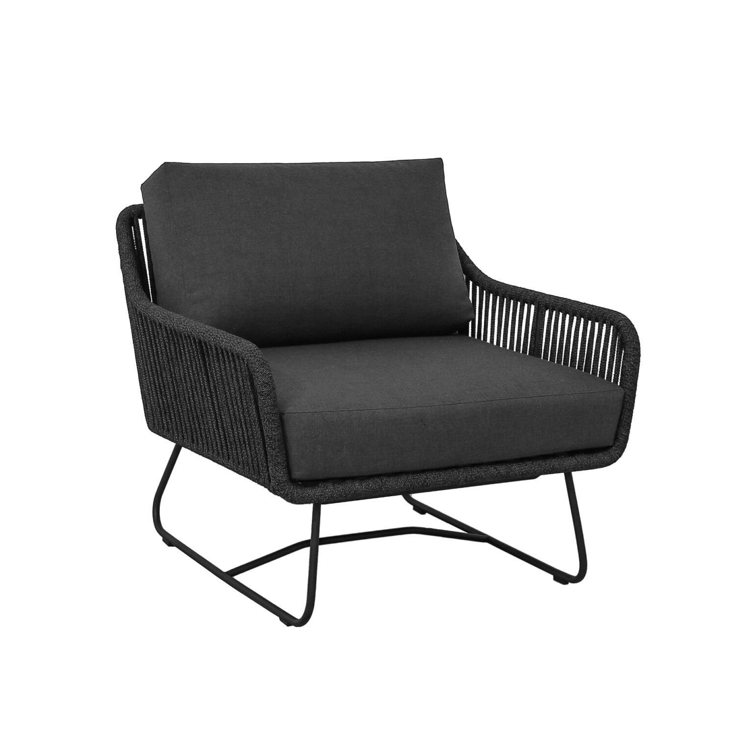 CASA DOMA Gartenlounge-Set Ribera/Arista, (Lounge-Set für 4 Pers., 4-tlg., Sofa, 2 Sessel, Tisch), wetterfester Stoff, Rope anthrazit, Kufengestell