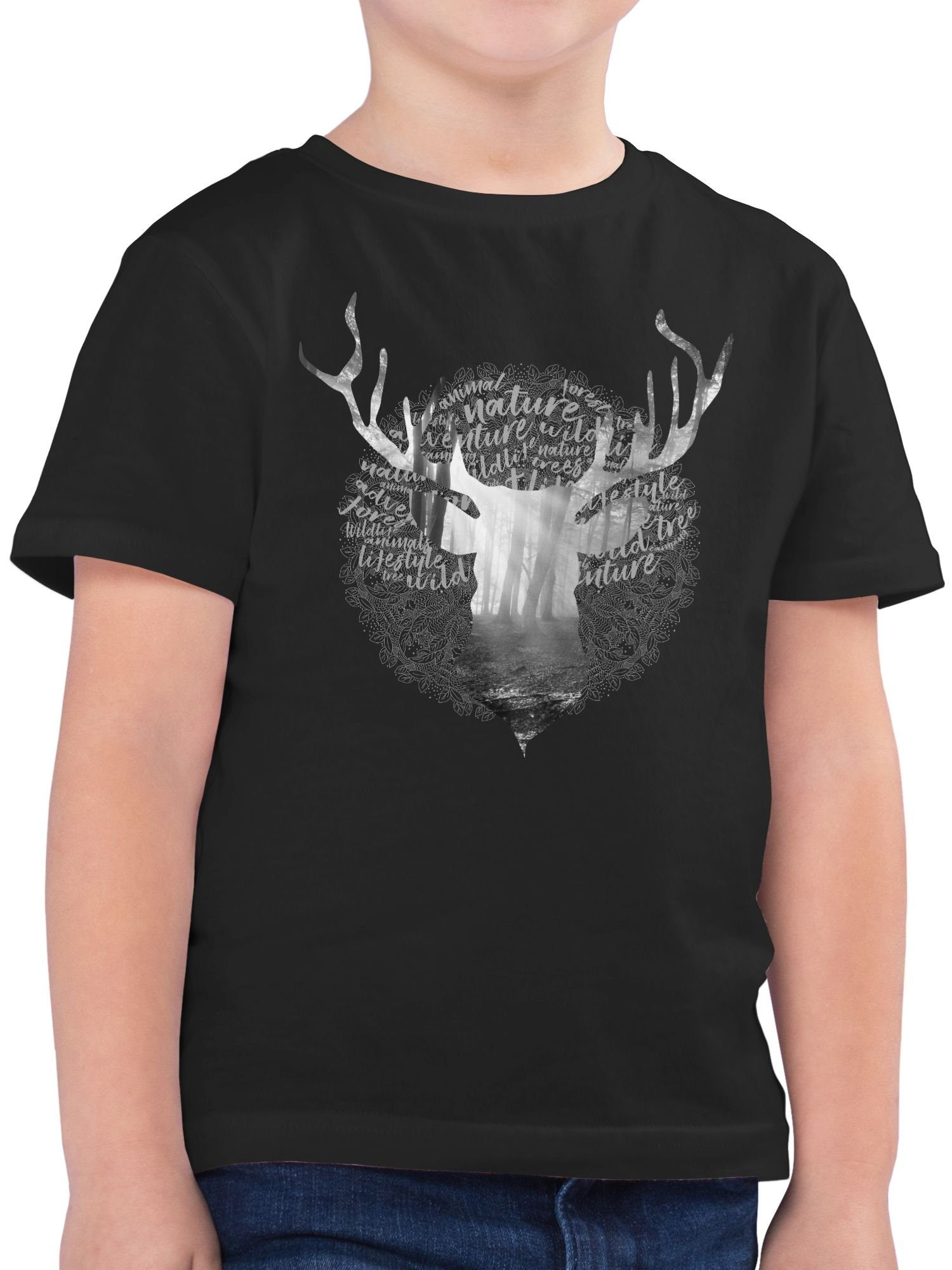Shirtracer T-Shirt Hirsch Hirschkopf Hirschgeweih (1-tlg) Mode für Oktoberfest Kinder Outfit