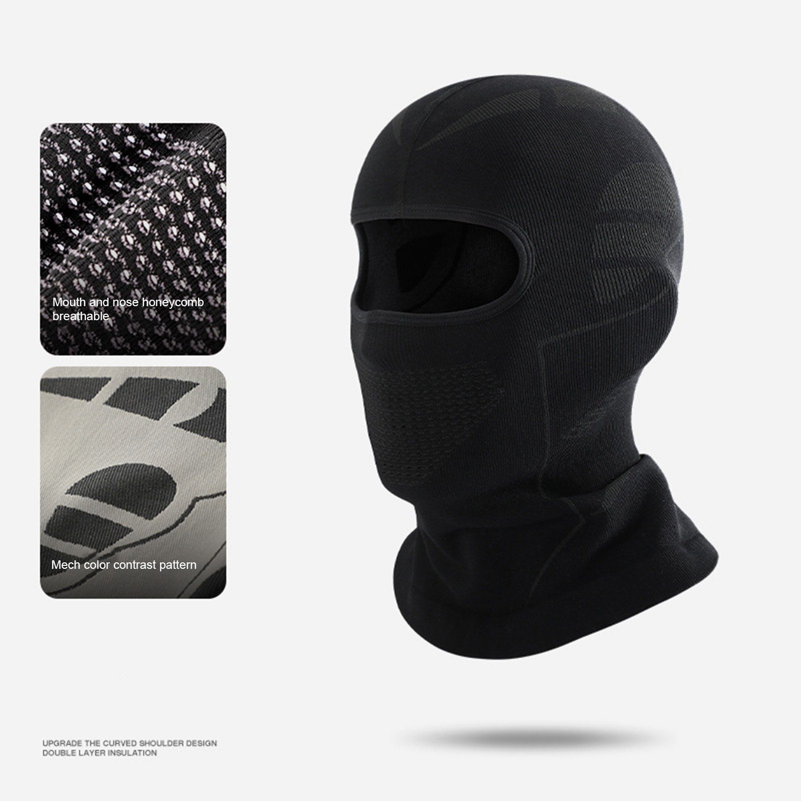 Gesichtsmaske Skifahren, für Winter Sturmhaube Herbst Sturmhaube Rutaqian atmungsaktivem Winddicht Radfahren GesichtshaubeHerren/Damen Balaclava Motorrad (Warmsturmhaube Outdoorsports Mesh-Silikon-Panel) für mit Fahren