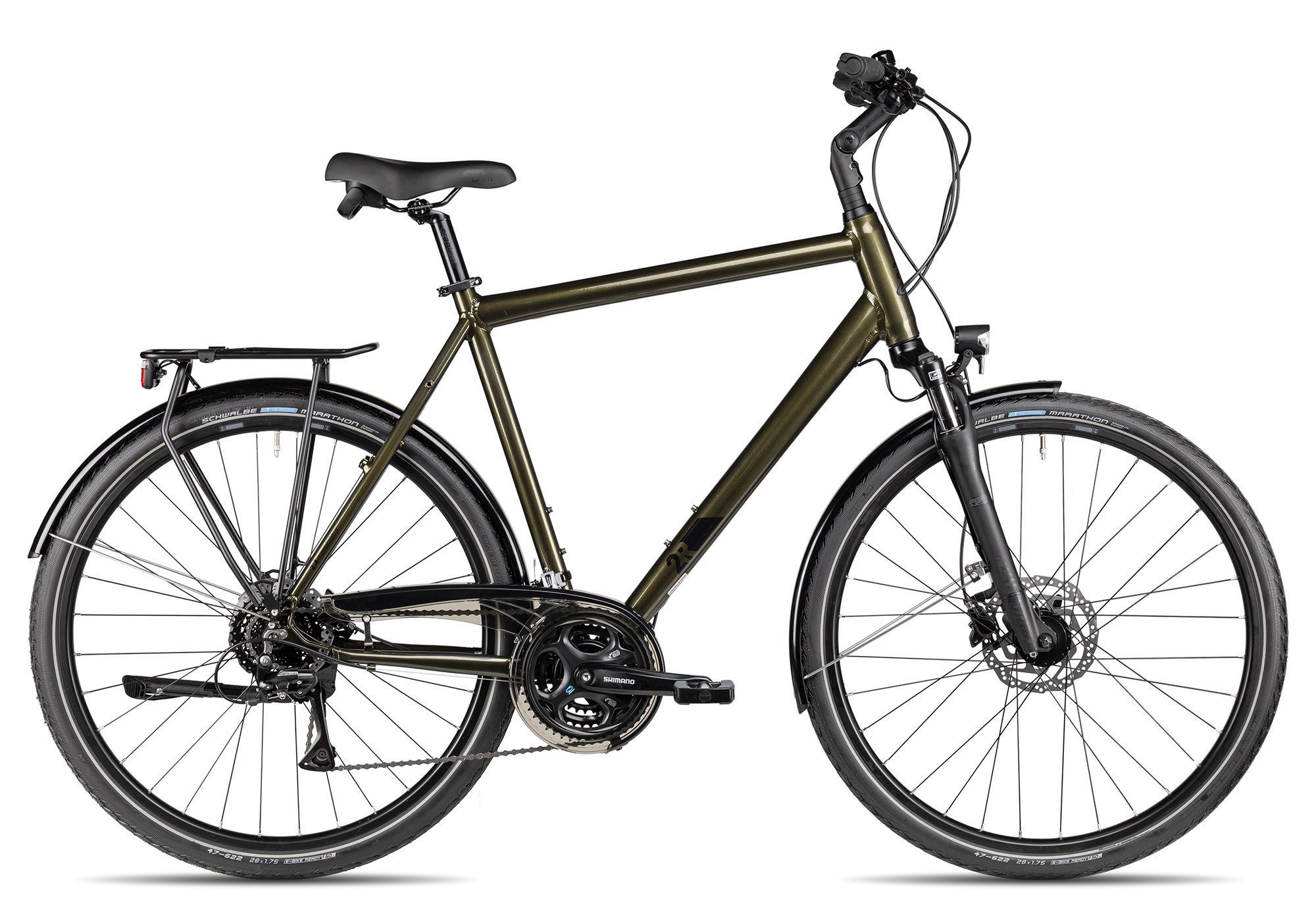 2R Manufaktur Trekkingrad TRX Plus, 24 Gang Shimano Acera RD-M3020 8-fach Schaltwerk, Kettenschaltung, hydraulische Scheibenbremse grün