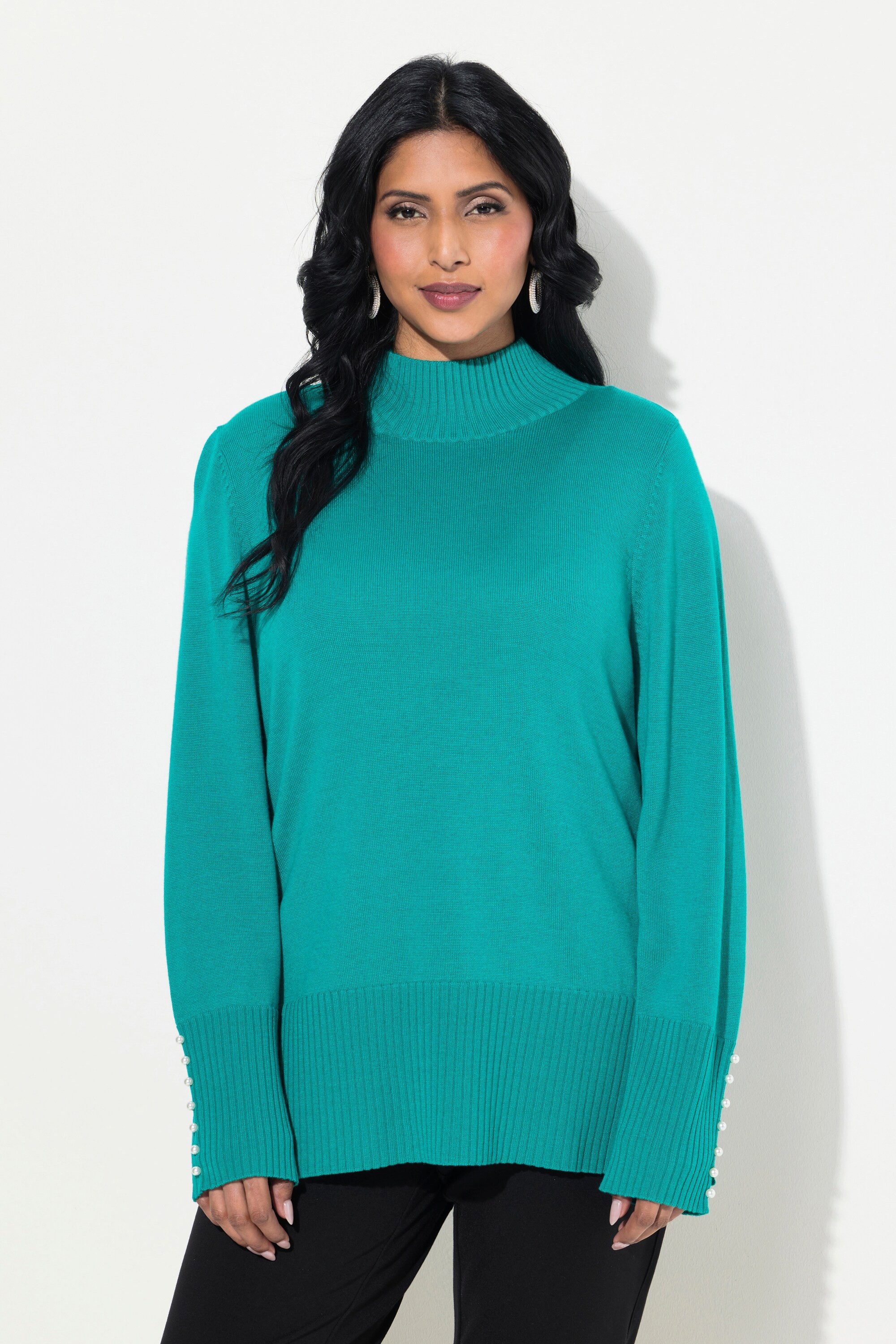 Ulla Popken Strickpullover Pullover Woll-Seidenmischung Stehkragen günstig online kaufen