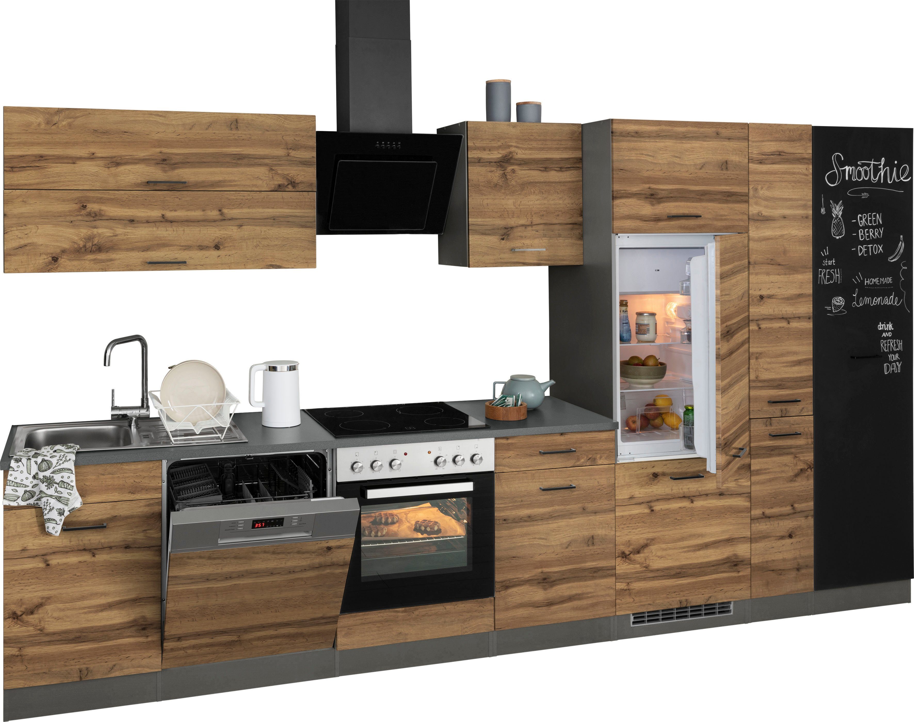 HELD MÖBEL Küchenzeile »Trier«, mit E-Geräten, Breite 360 cm-HomeTrends