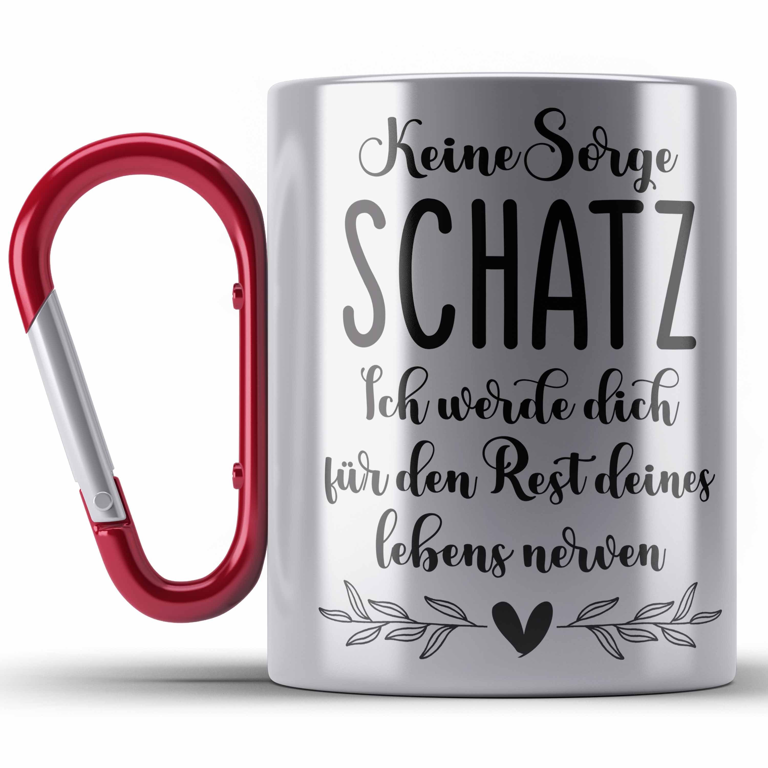 Trendation Thermotasse Edelstahl Tasse für Freundin Partner Geschenk Liebe Schatz Ich Liebe D Rot