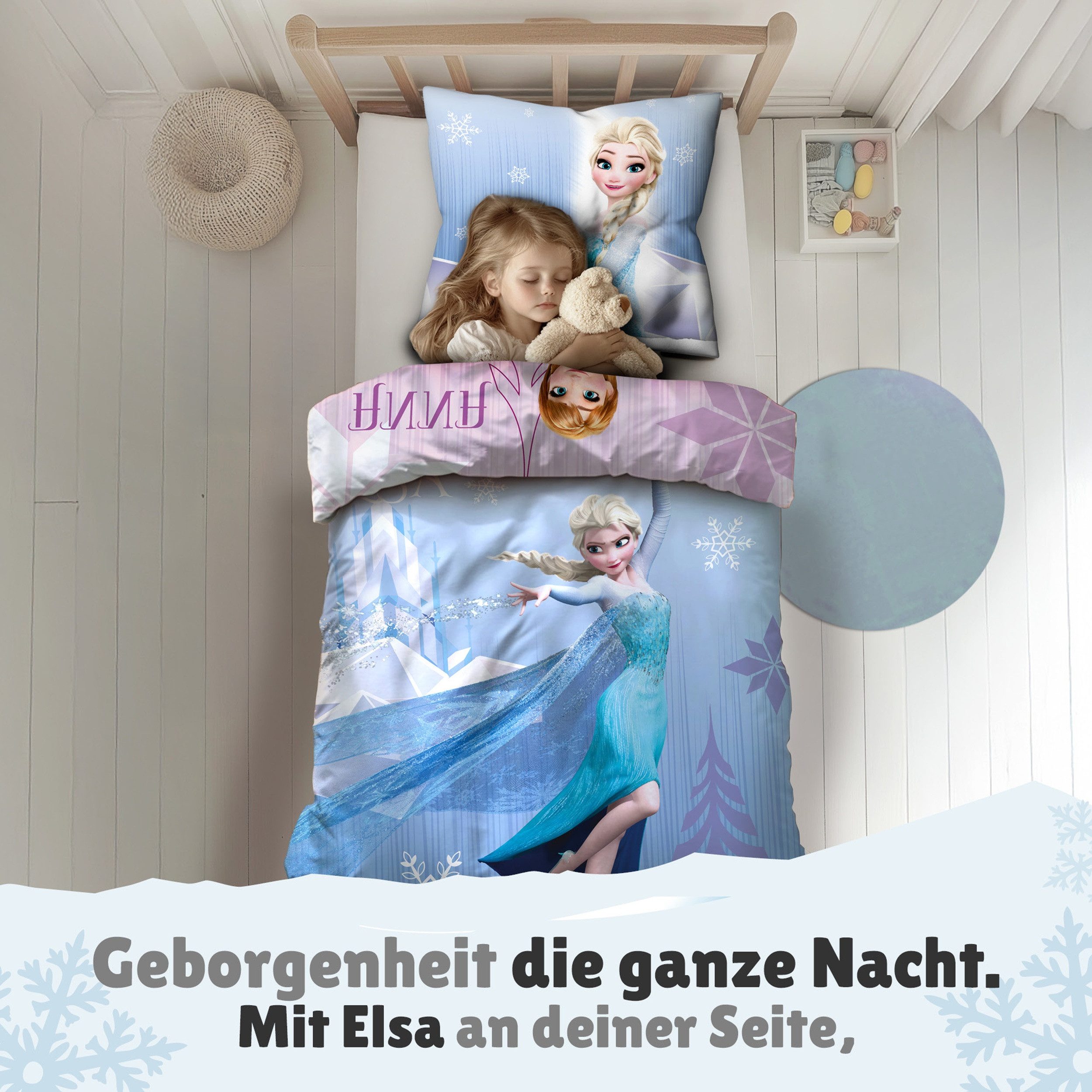 Familando Kinderbettwäsche Set Disney Frozen Die Eiskönigin 135x200 + 80x80 günstig online kaufen