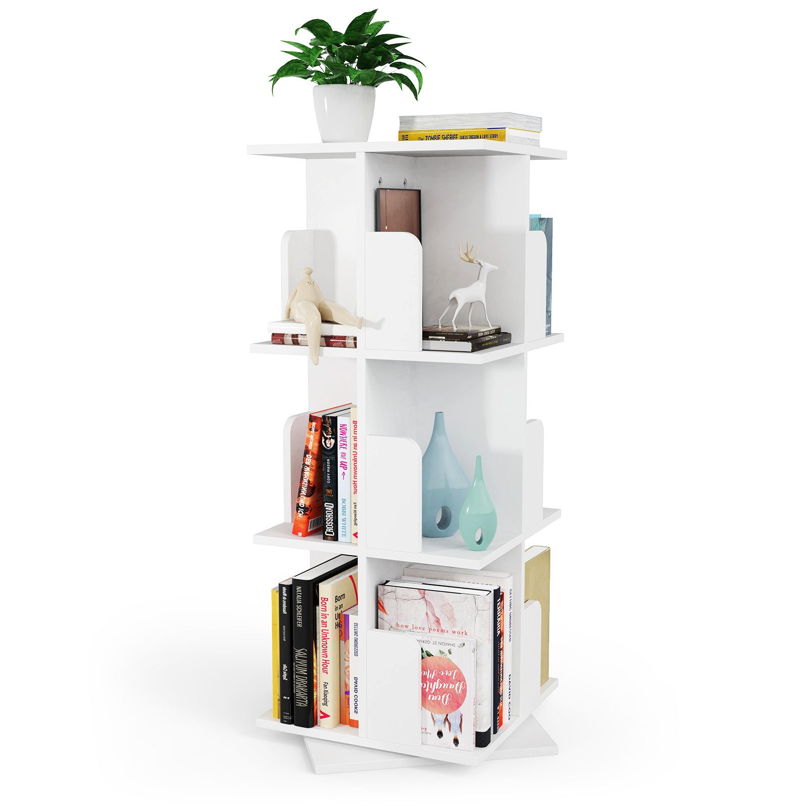 JEOBEST Bücherregal Drehbare Bücherregal mit 12 günstig online kaufen