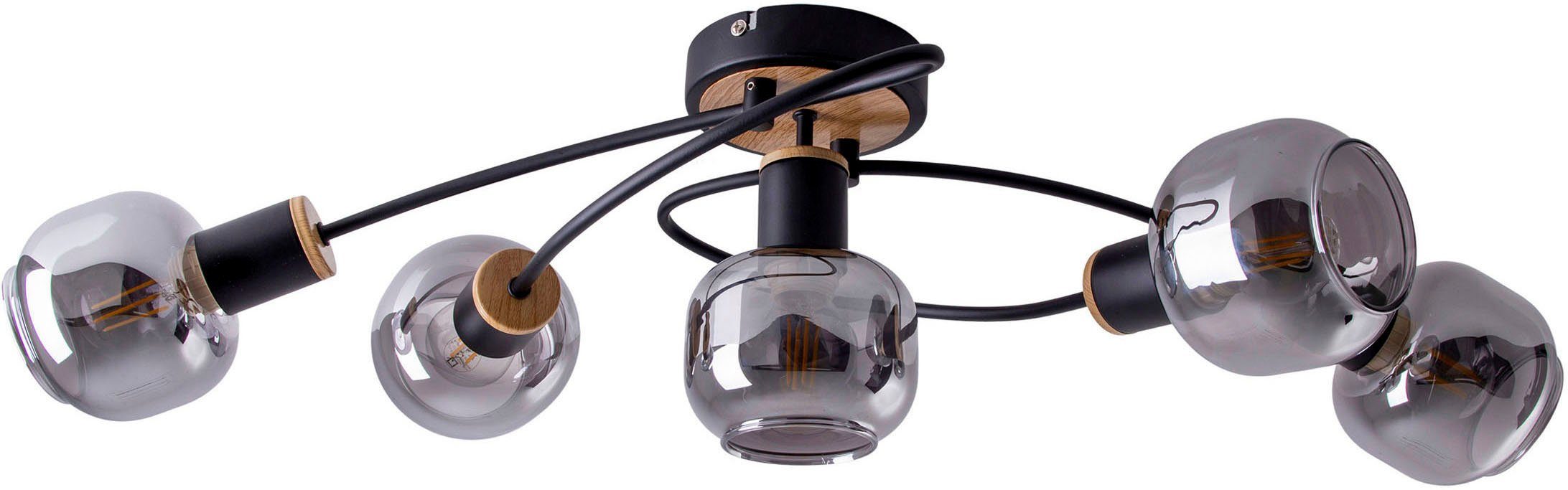 näve Deckenleuchte Fumoso, ohne Leuchtmittel, 5-flammig, E14, Glas dunkel g günstig online kaufen