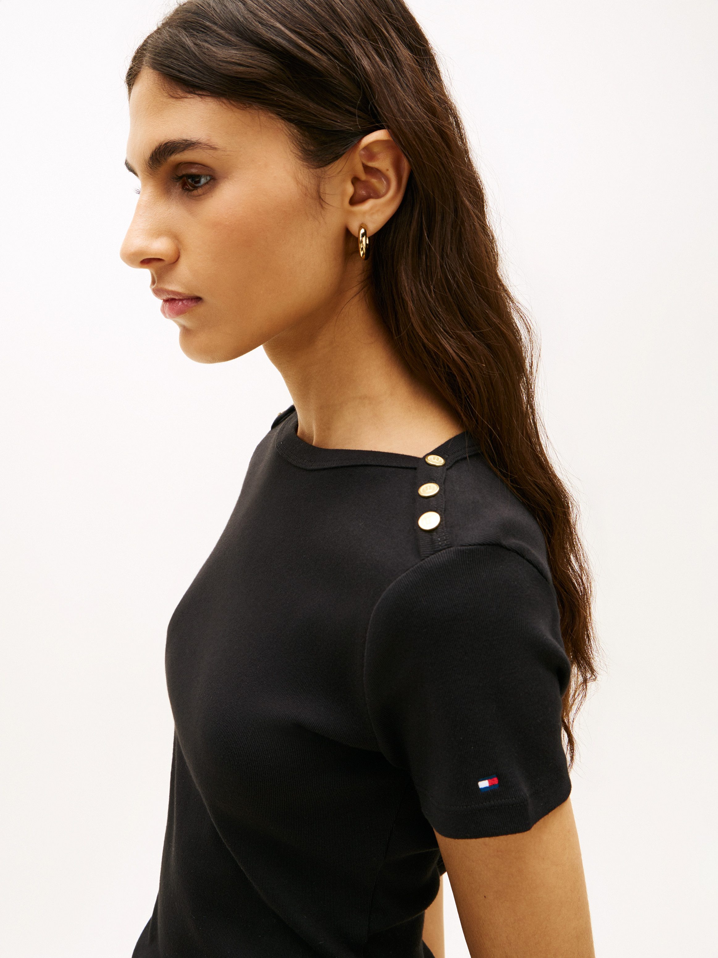 Tommy Hilfiger Kurzarmshirt GOLD BUTTON SLIM SS TEE günstig online kaufen