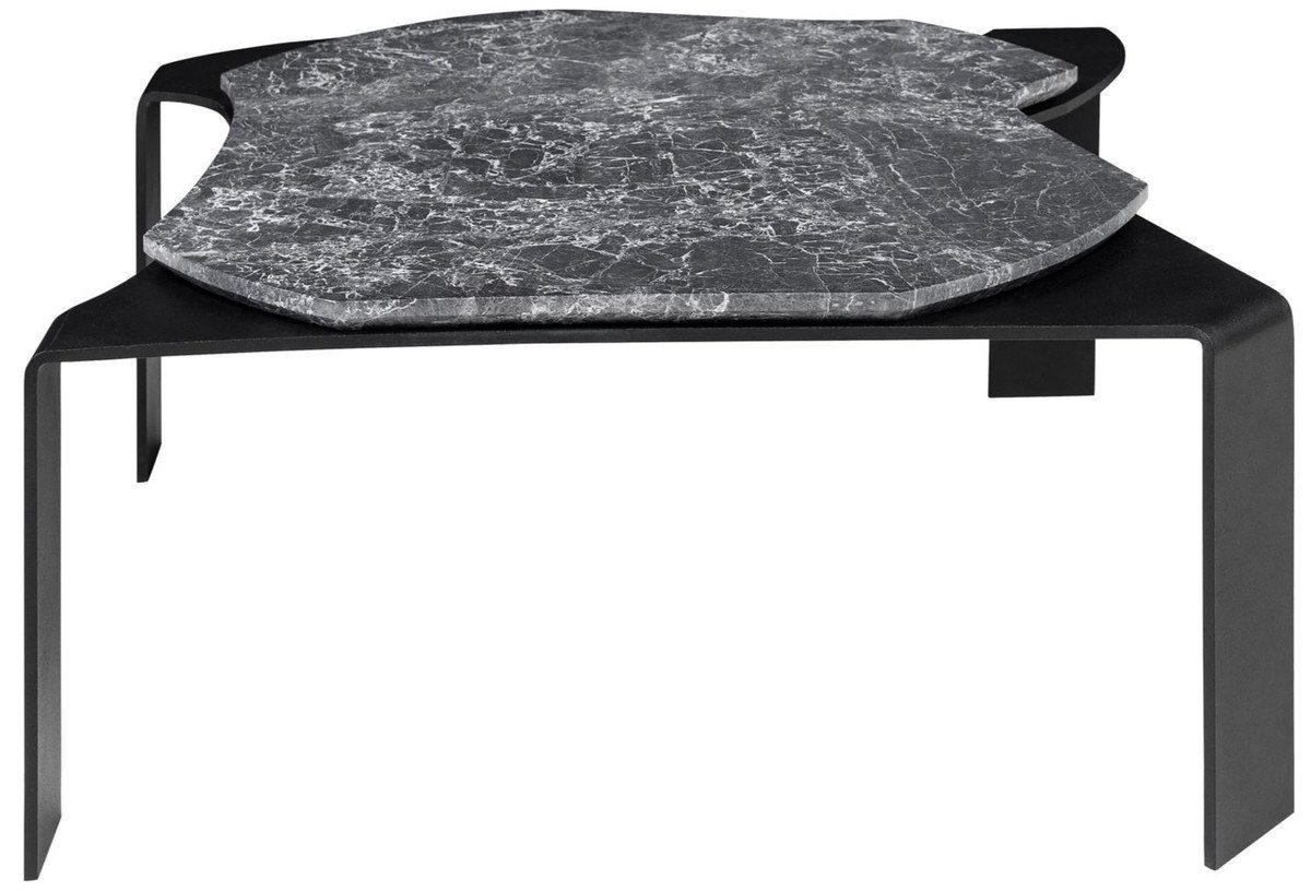 Grau H. x 32,5 Couchtisch Wohnzimmertisch Marmorplatte mit Luxus Designer Casa cm Couchtisch Padrino x Schwarz 75,5 / - 78