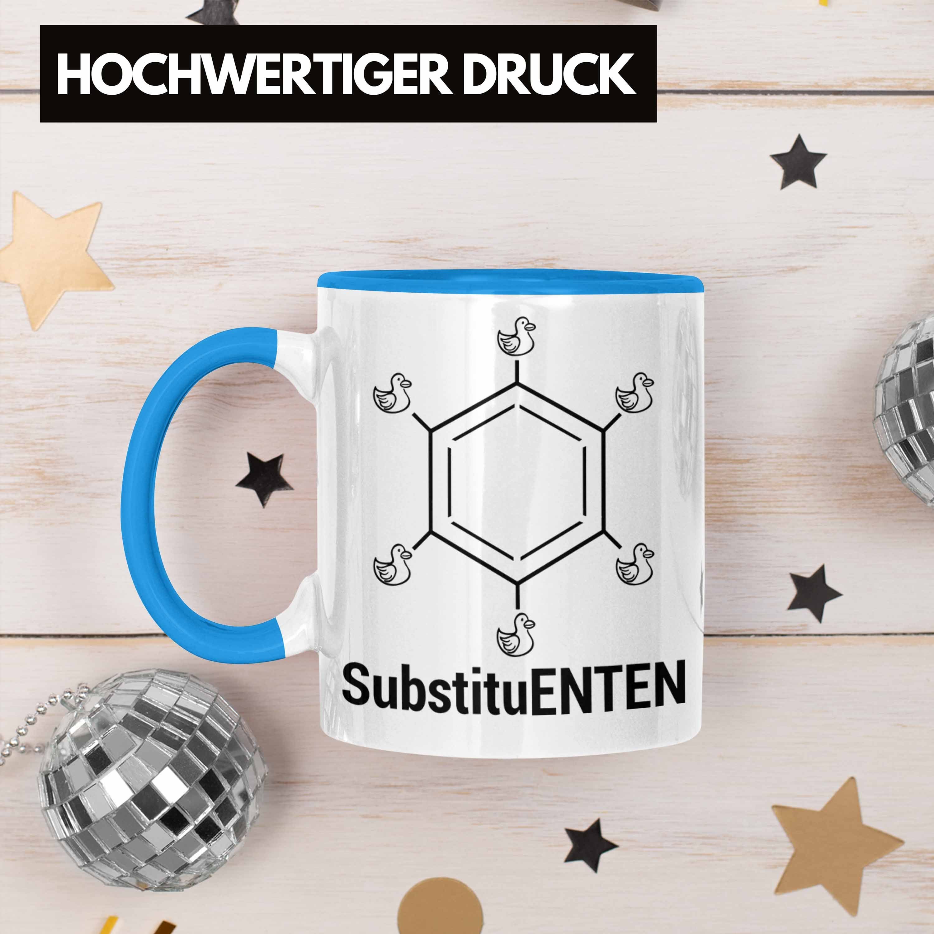Trendation Tasse Chemie Tasse SubstituENTEN Ente Witz Kaffee Chemiker Chemie Organische Blau